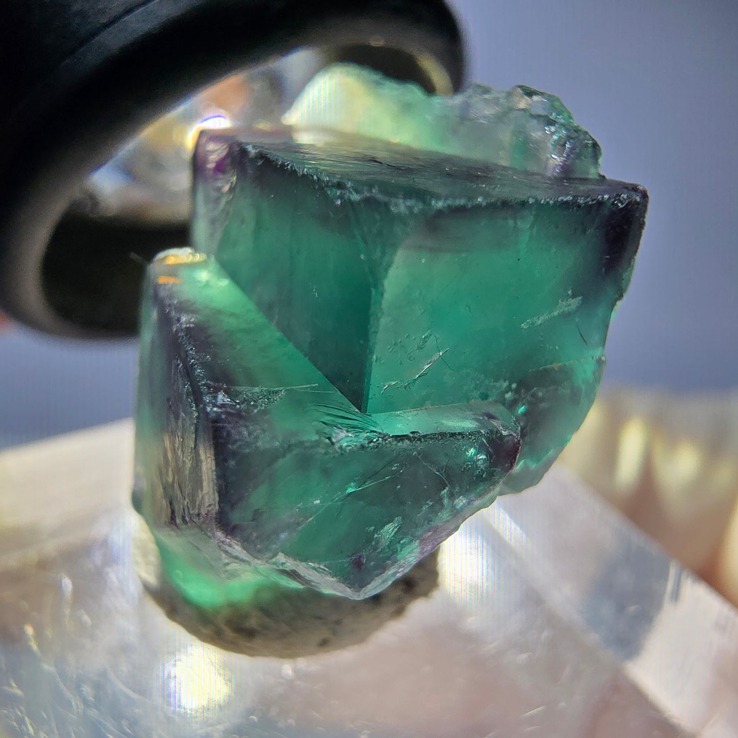 Seltene Phantom Fluorit Würfel Stufe, grün lila Okorusu, Namibia 22*18*15mm