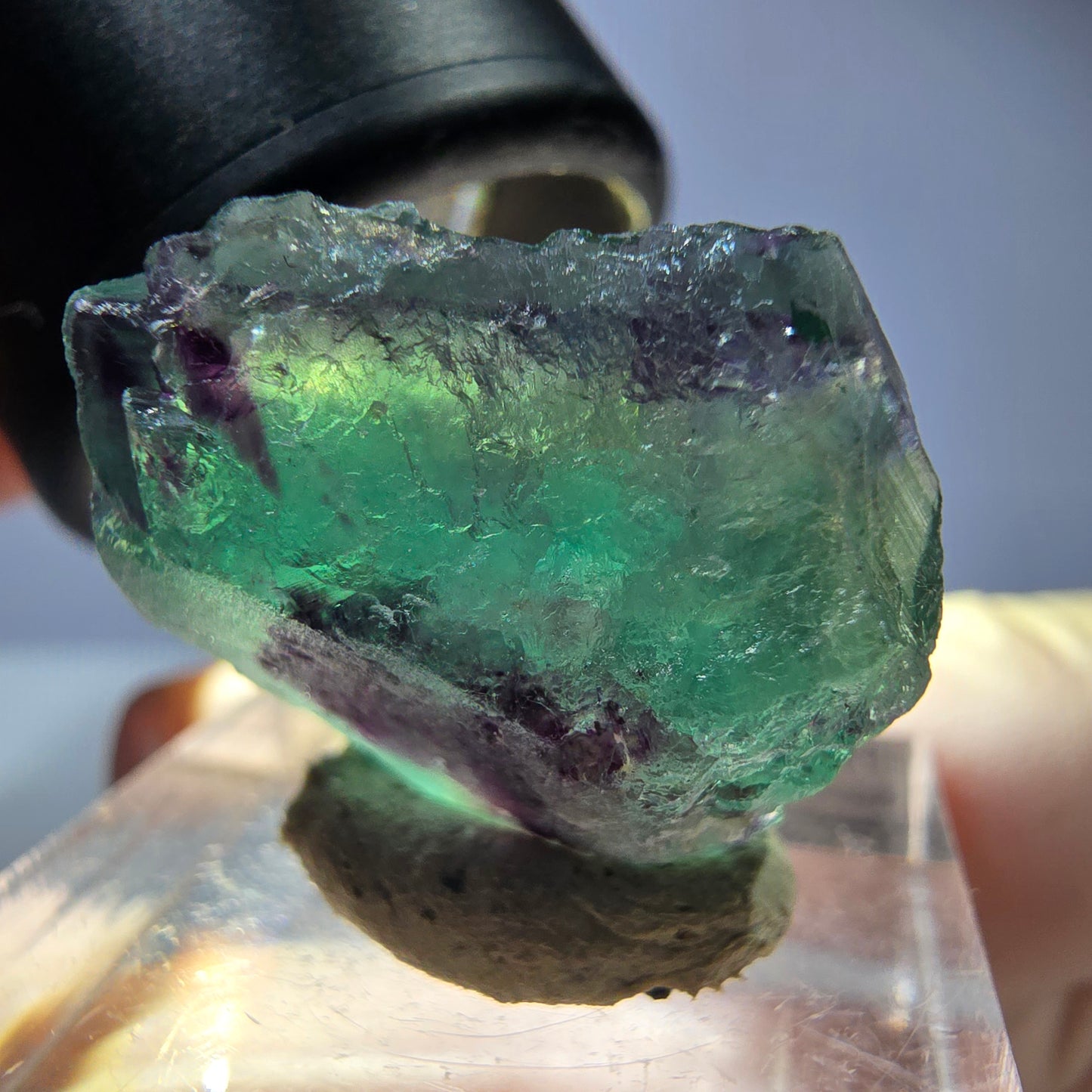Seltene Phantom Fluorit Würfel Stufe, grün lila Okorusu, Namibia 22*18*15mm