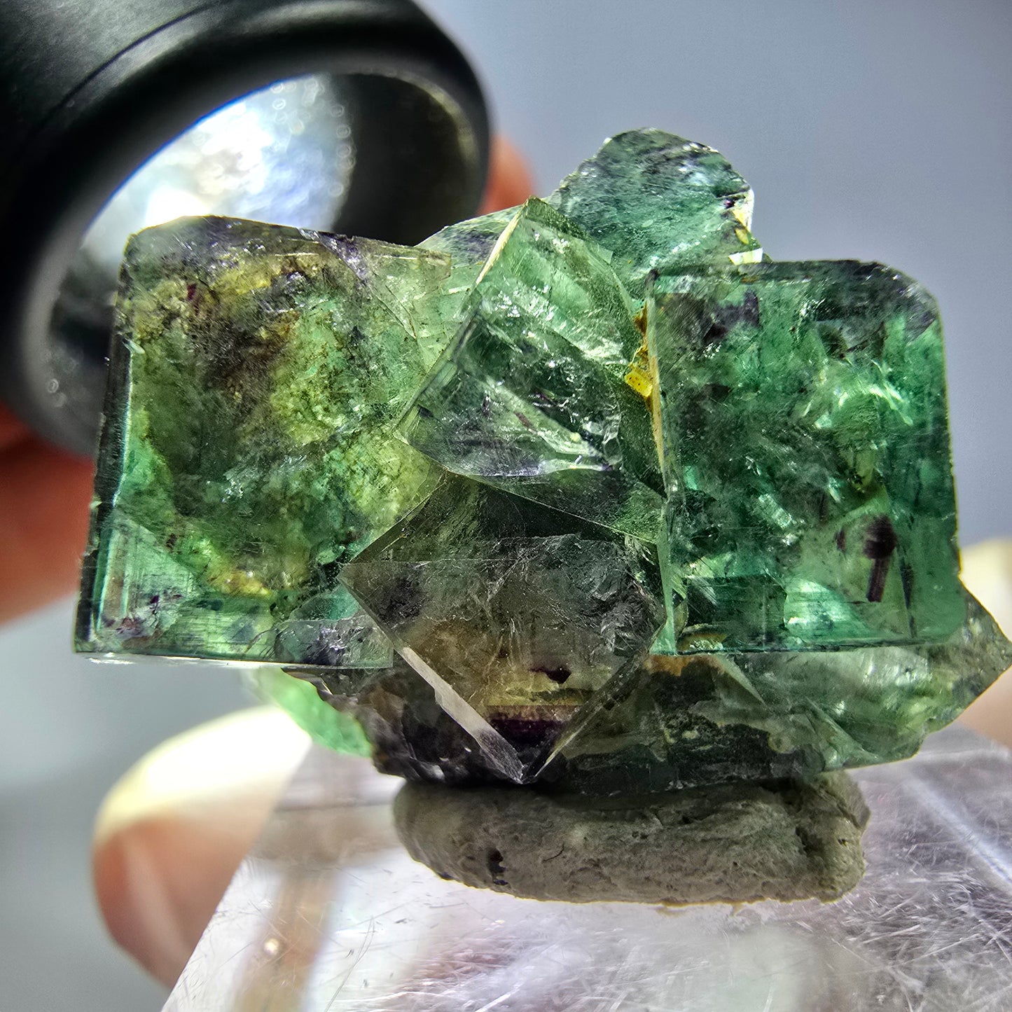 Seltene Phantom Fluorit Würfel Stufe, grün lila Okorusu, Namibia 29*21*18mm