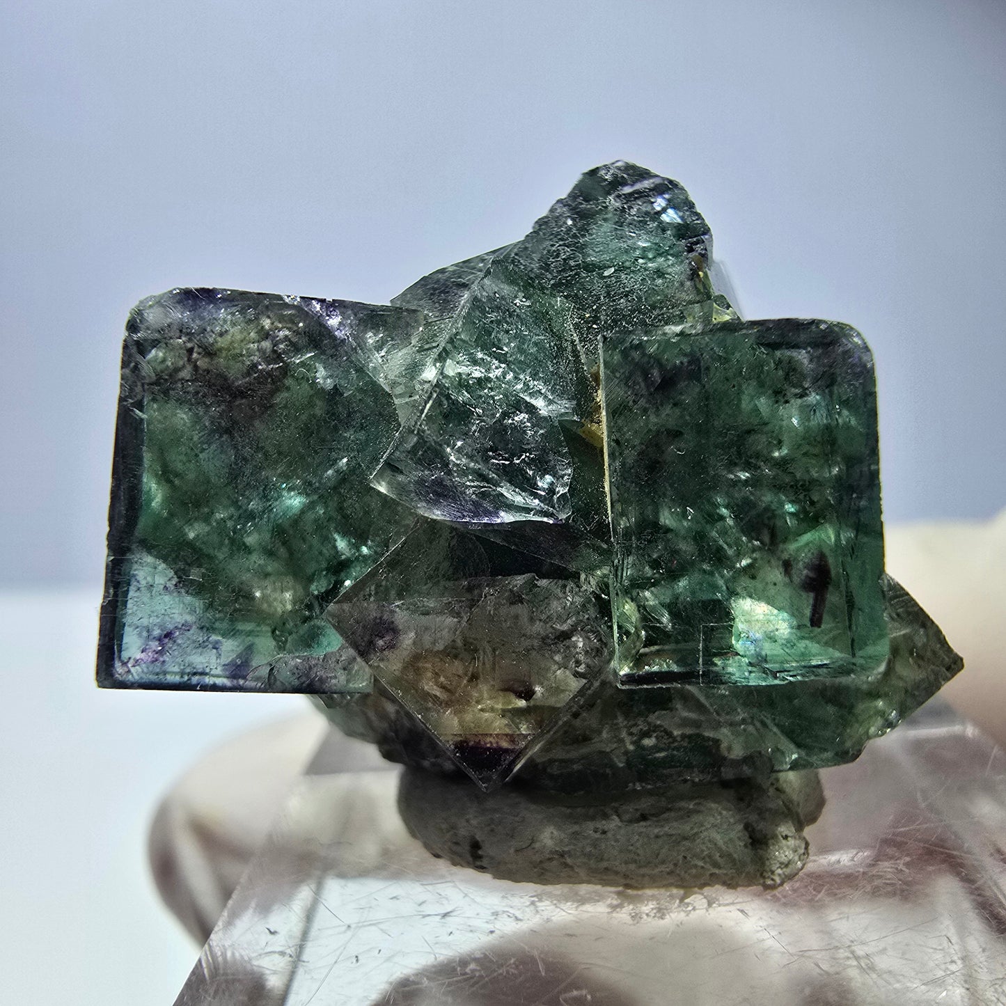 Seltene Phantom Fluorit Würfel Stufe, grün lila Okorusu, Namibia 29*21*18mm