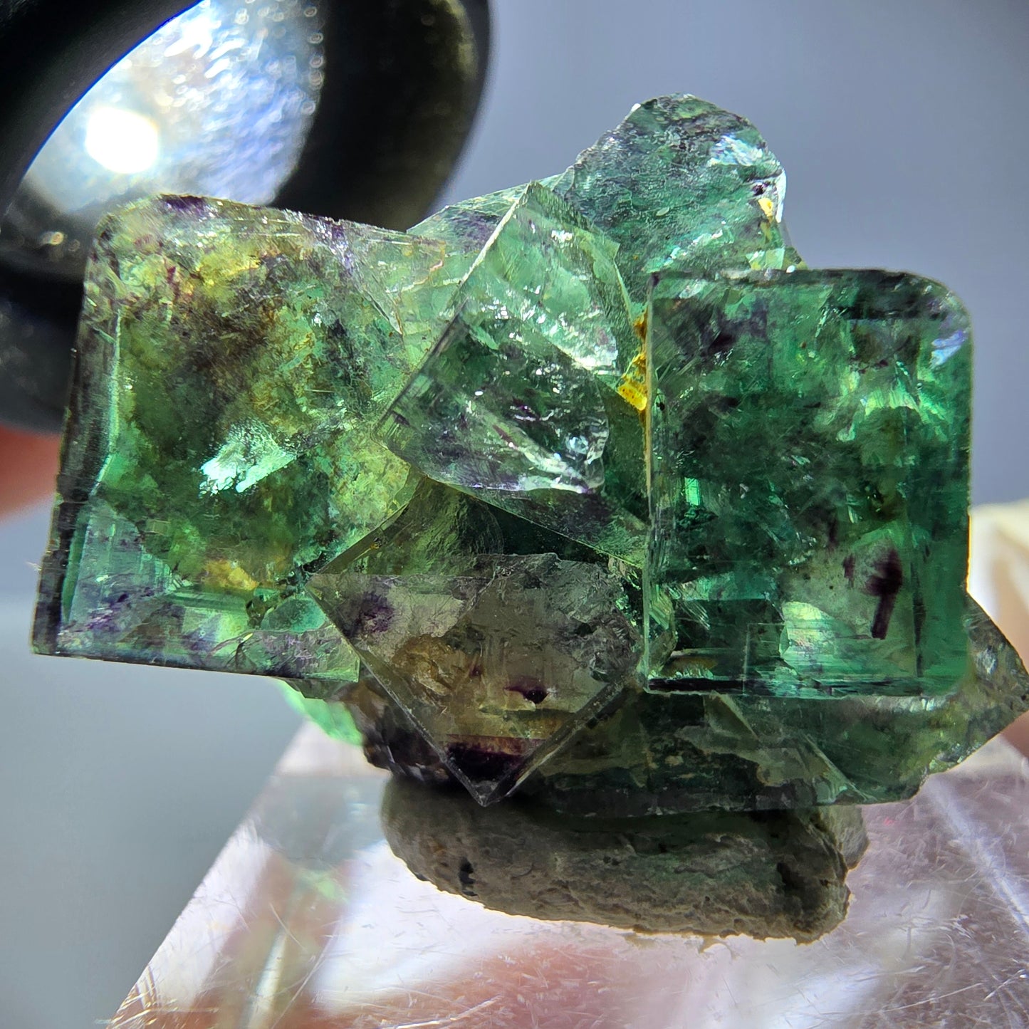 Seltene Phantom Fluorit Würfel Stufe, grün lila Okorusu, Namibia 29*21*18mm