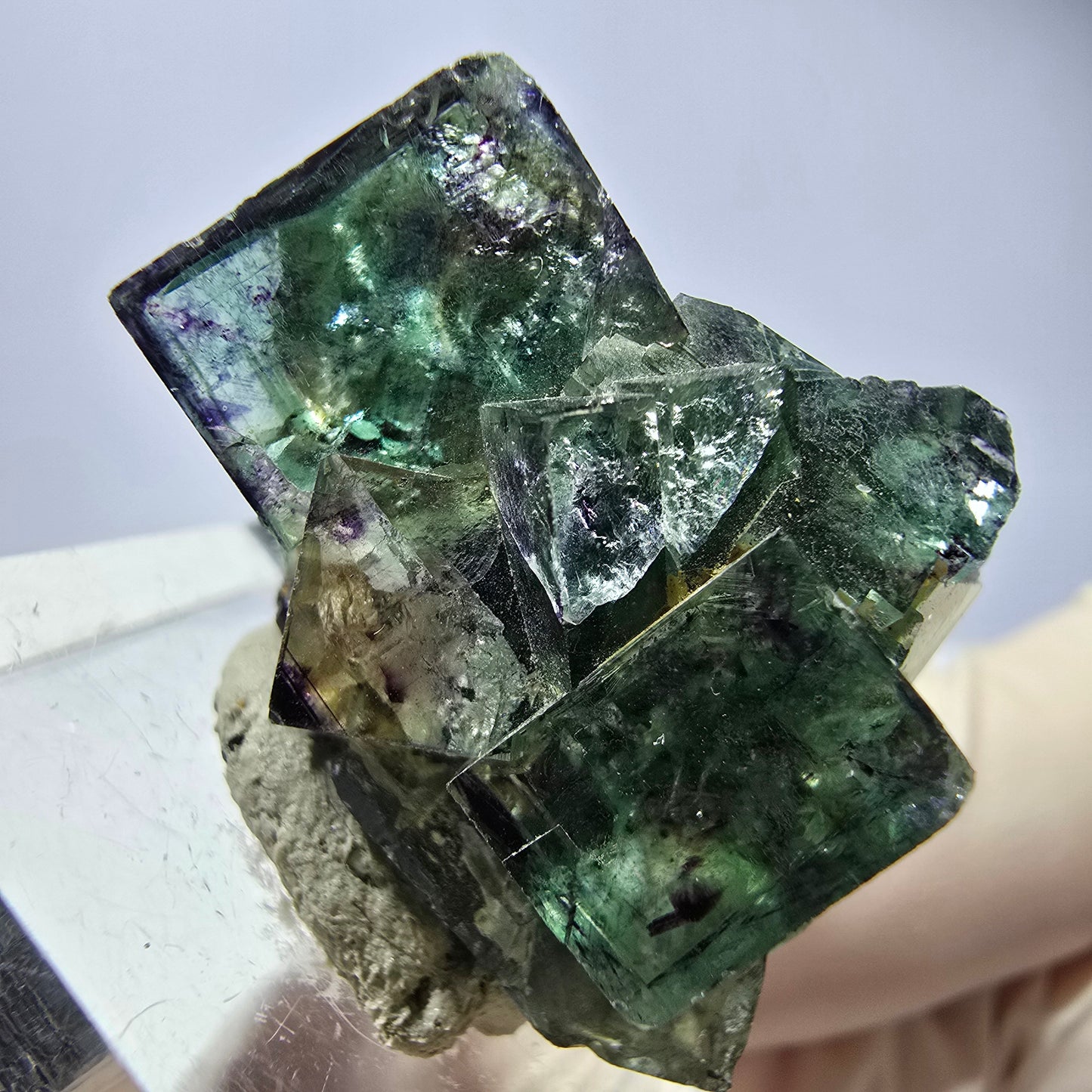 Seltene Phantom Fluorit Würfel Stufe, grün lila Okorusu, Namibia 29*21*18mm