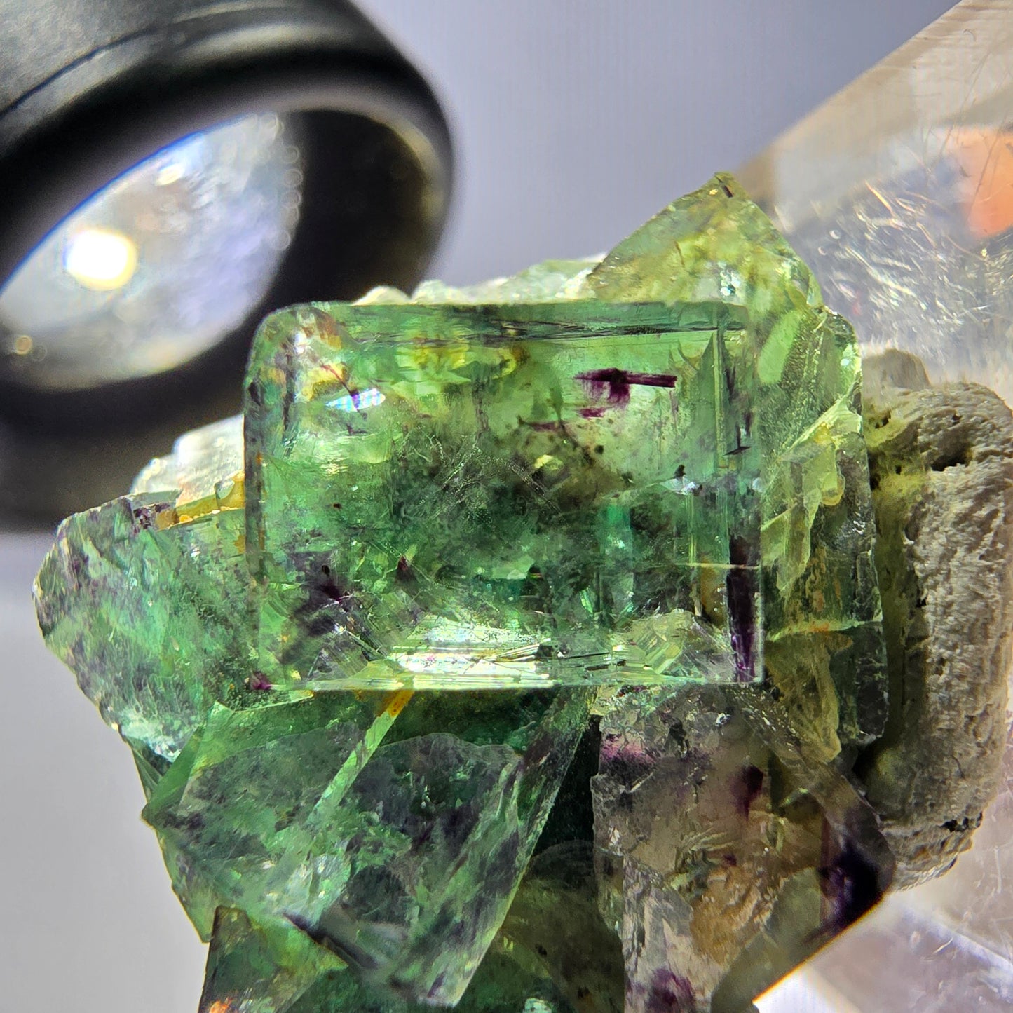 Seltene Phantom Fluorit Würfel Stufe, grün lila Okorusu, Namibia 29*21*18mm