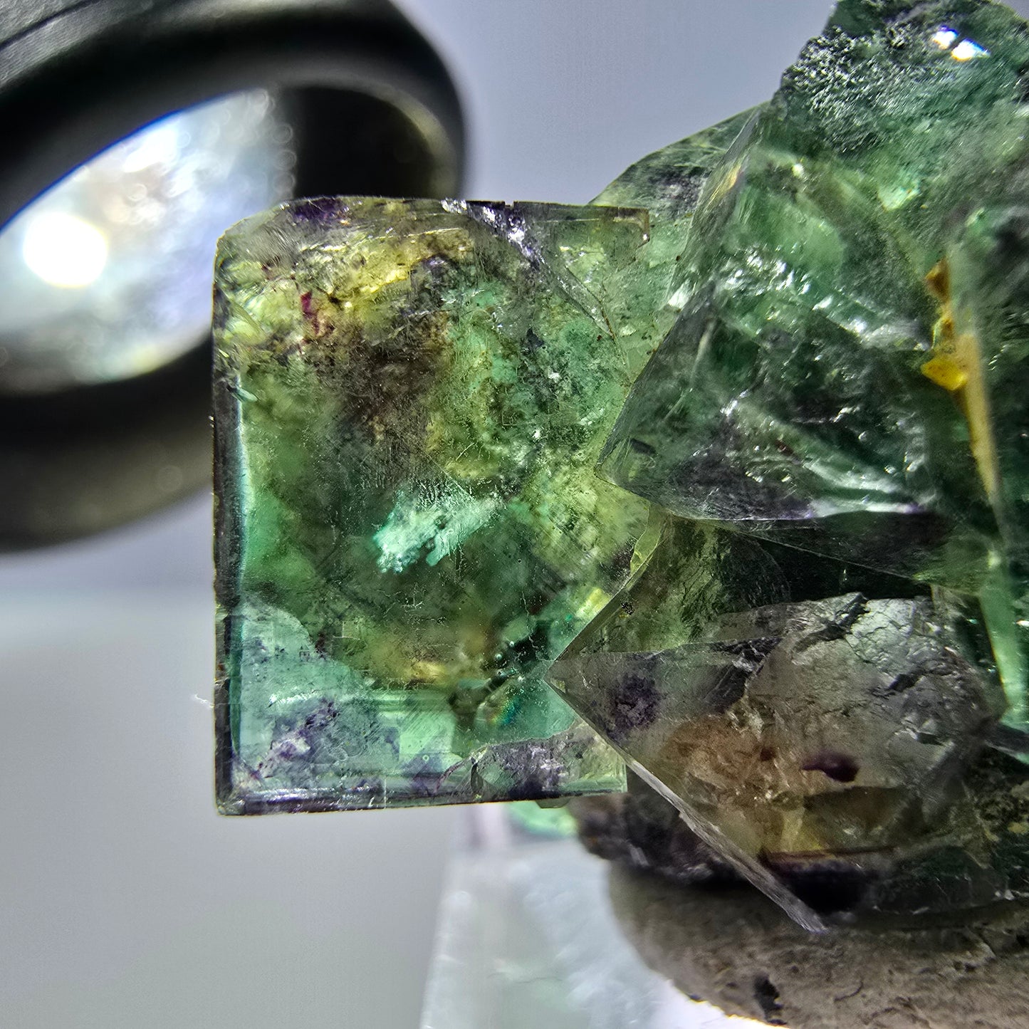 Seltene Phantom Fluorit Würfel Stufe, grün lila Okorusu, Namibia 29*21*18mm
