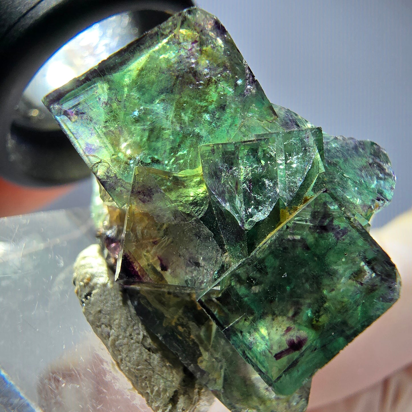 Seltene Phantom Fluorit Würfel Stufe, grün lila Okorusu, Namibia 29*21*18mm