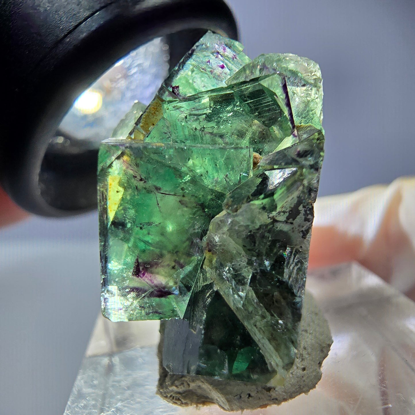 Seltene Phantom Fluorit Würfel Stufe, grün lila Okorusu, Namibia 29*21*18mm