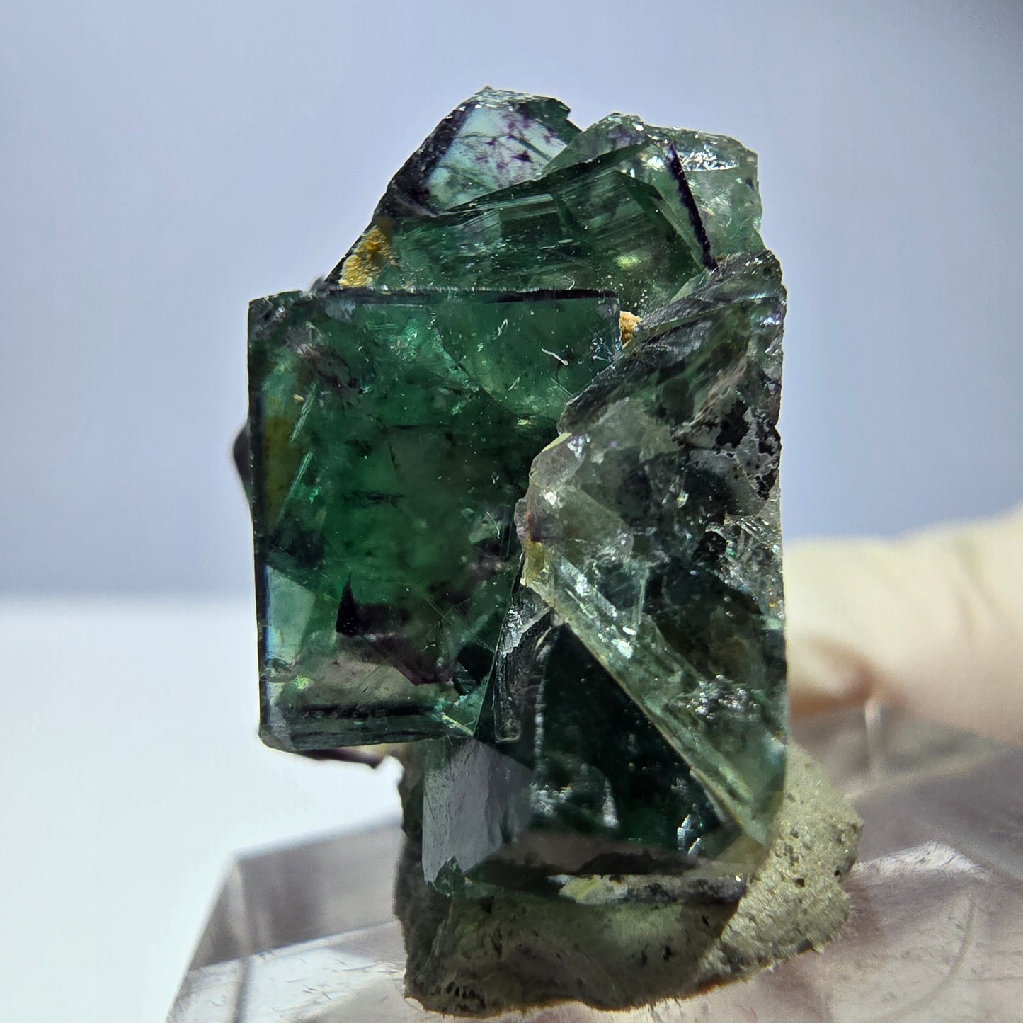 Seltene Phantom Fluorit Würfel Stufe, grün lila Okorusu, Namibia 29*21*18mm
