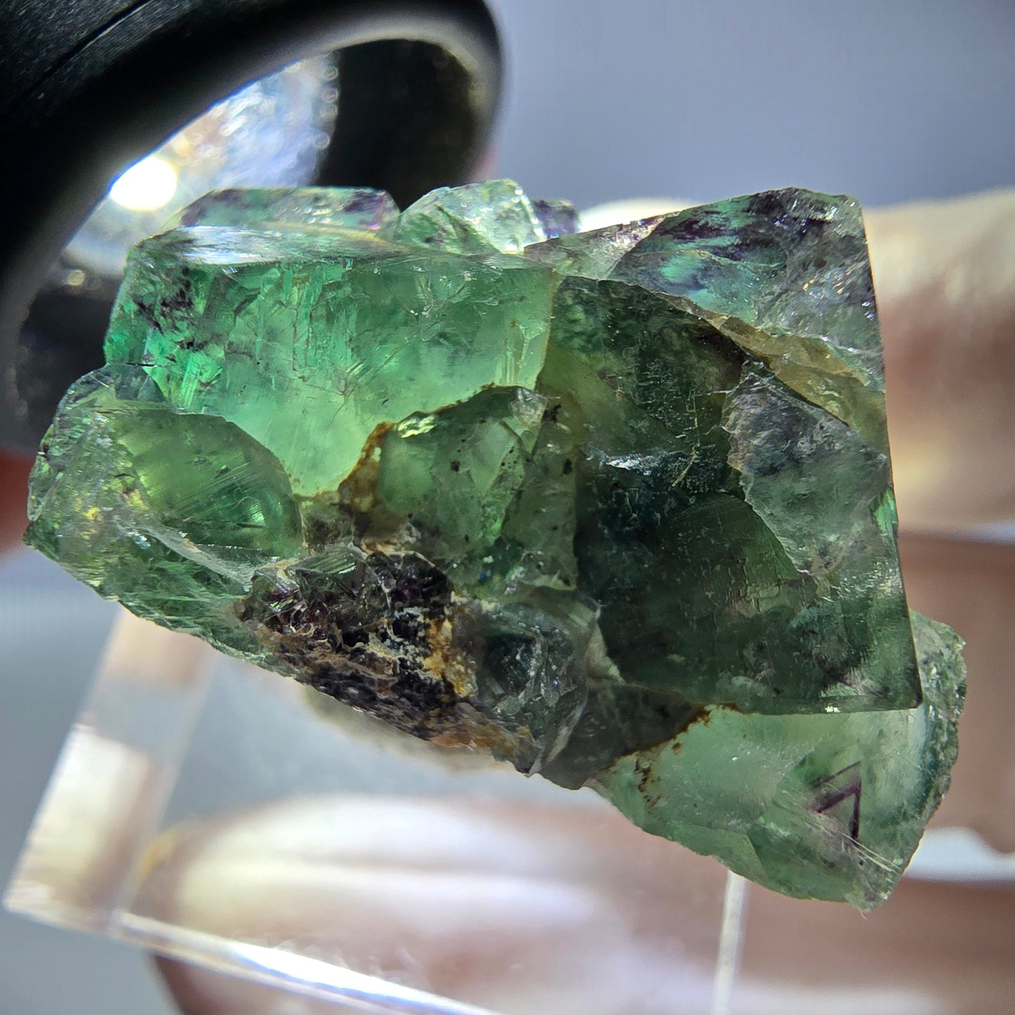 Seltene Phantom Fluorit Würfel Stufe, grün lila Okorusu, Namibia 29*21*18mm