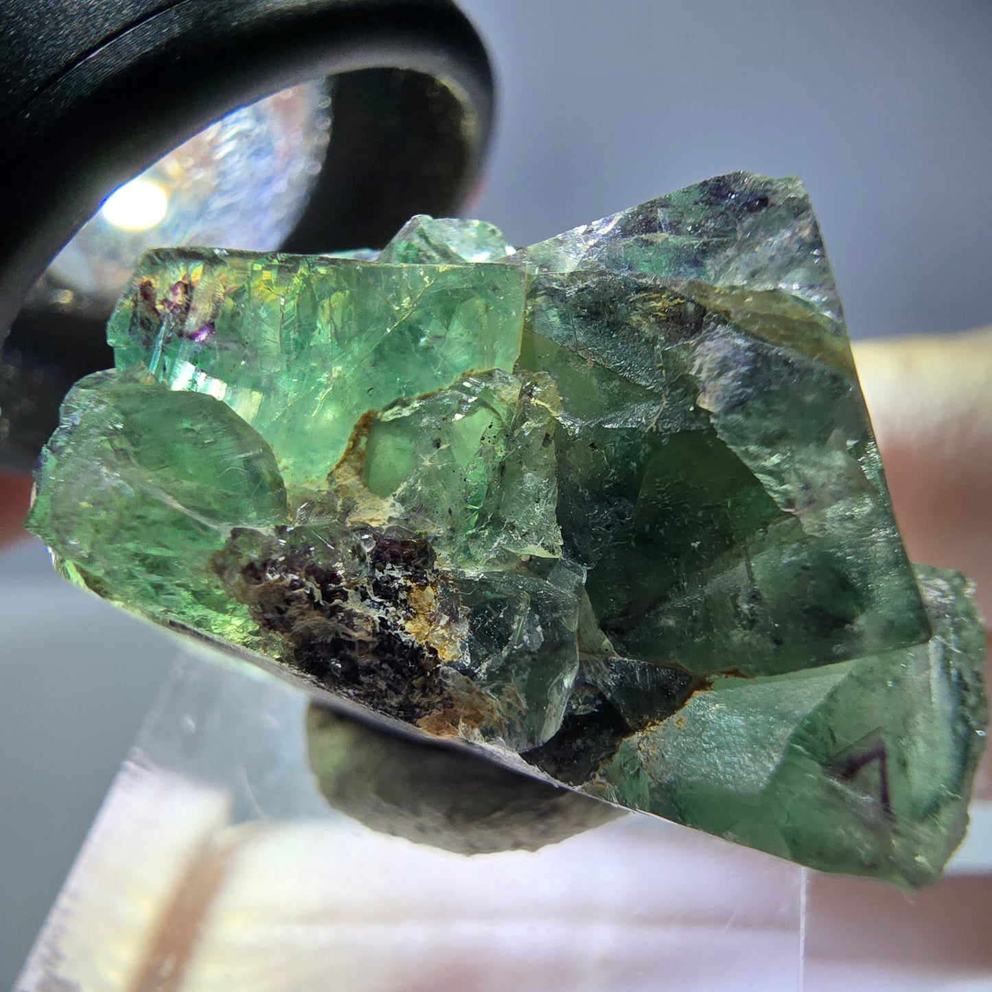 Seltene Phantom Fluorit Würfel Stufe, grün lila Okorusu, Namibia 29*21*18mm