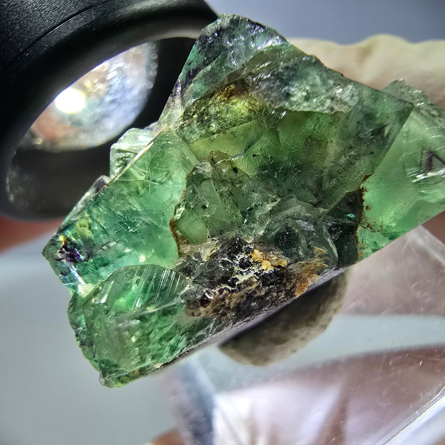 Seltene Phantom Fluorit Würfel Stufe, grün lila Okorusu, Namibia 29*21*18mm