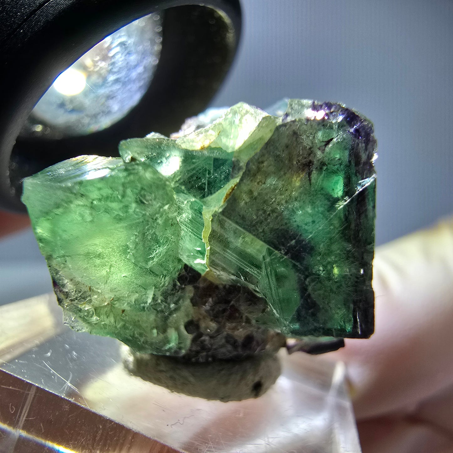 Seltene Phantom Fluorit Würfel Stufe, grün lila Okorusu, Namibia 29*21*18mm