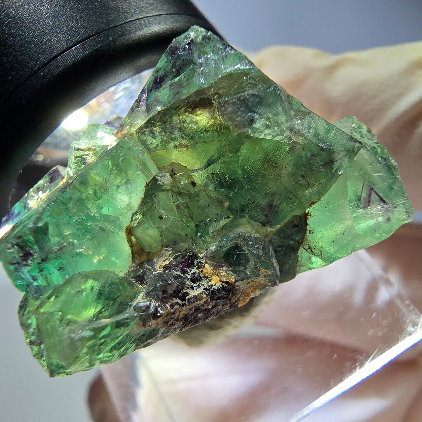 Seltene Phantom Fluorit Würfel Stufe, grün lila Okorusu, Namibia 29*21*18mm