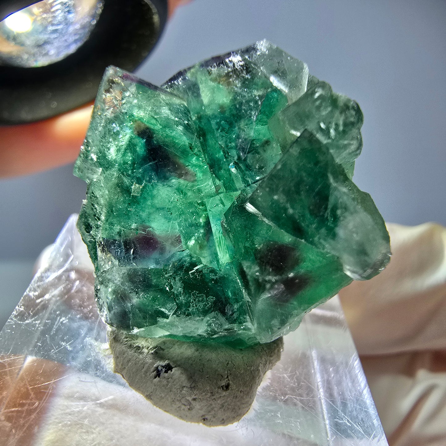 Seltene Phantom Fluorit Würfel Stufe, grün lila Okorusu, Namibia 22*21*13mm