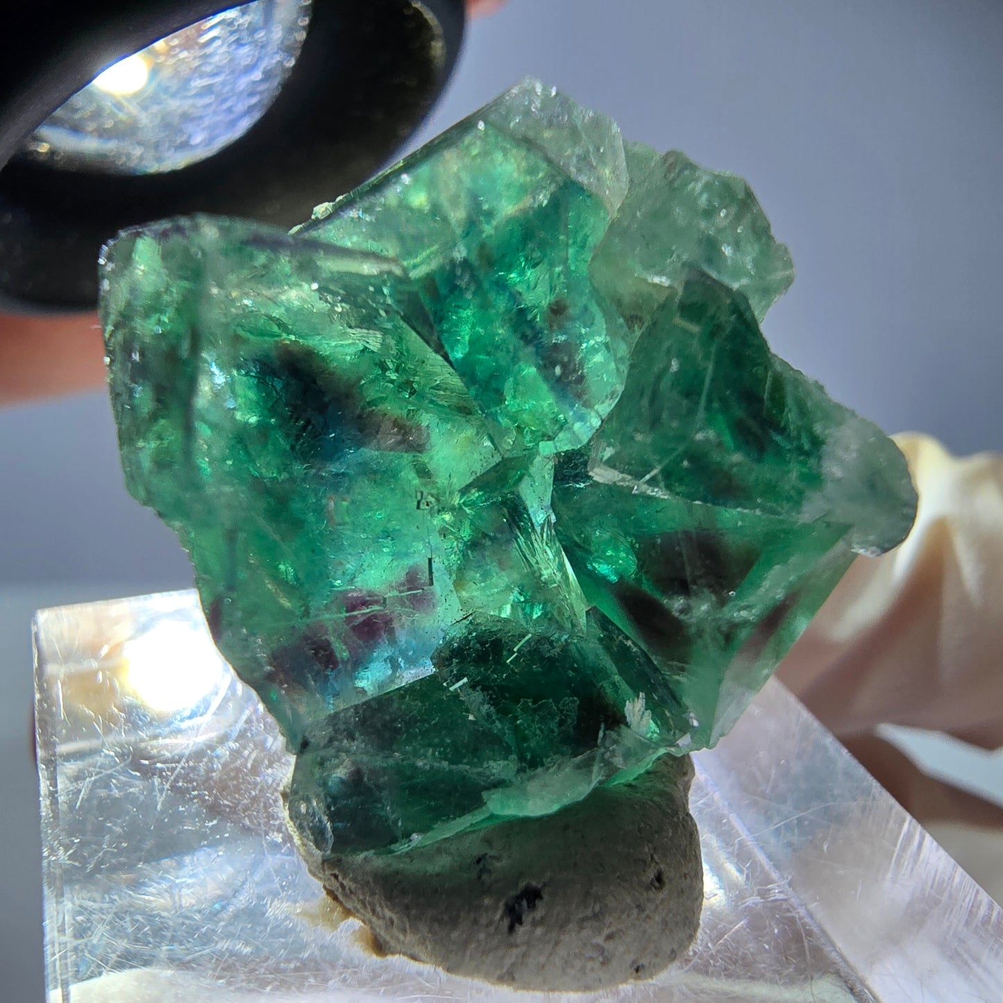 Seltene Phantom Fluorit Würfel Stufe, grün lila Okorusu, Namibia 22*21*13mm