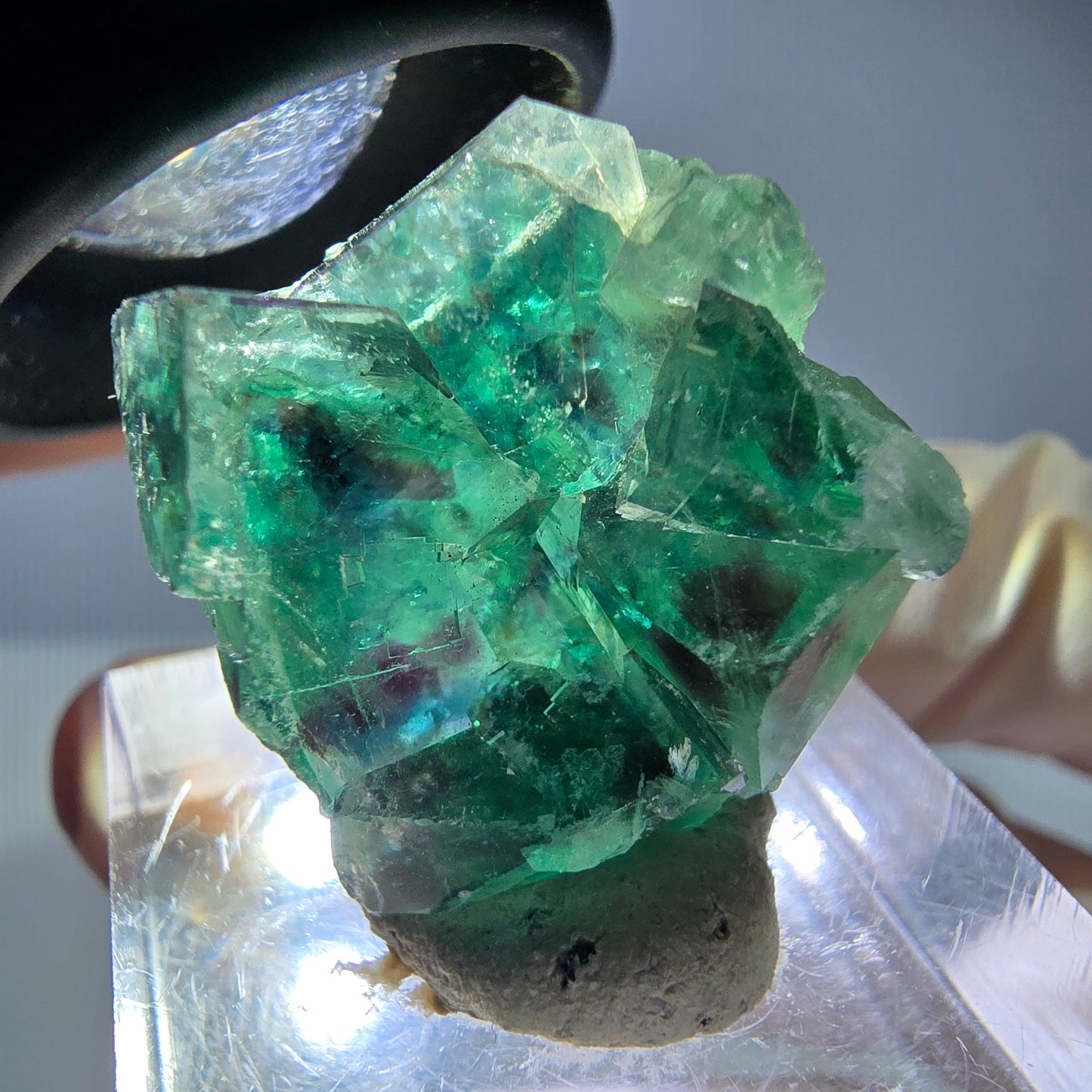 Seltene Phantom Fluorit Würfel Stufe, grün lila Okorusu, Namibia 22*21*13mm