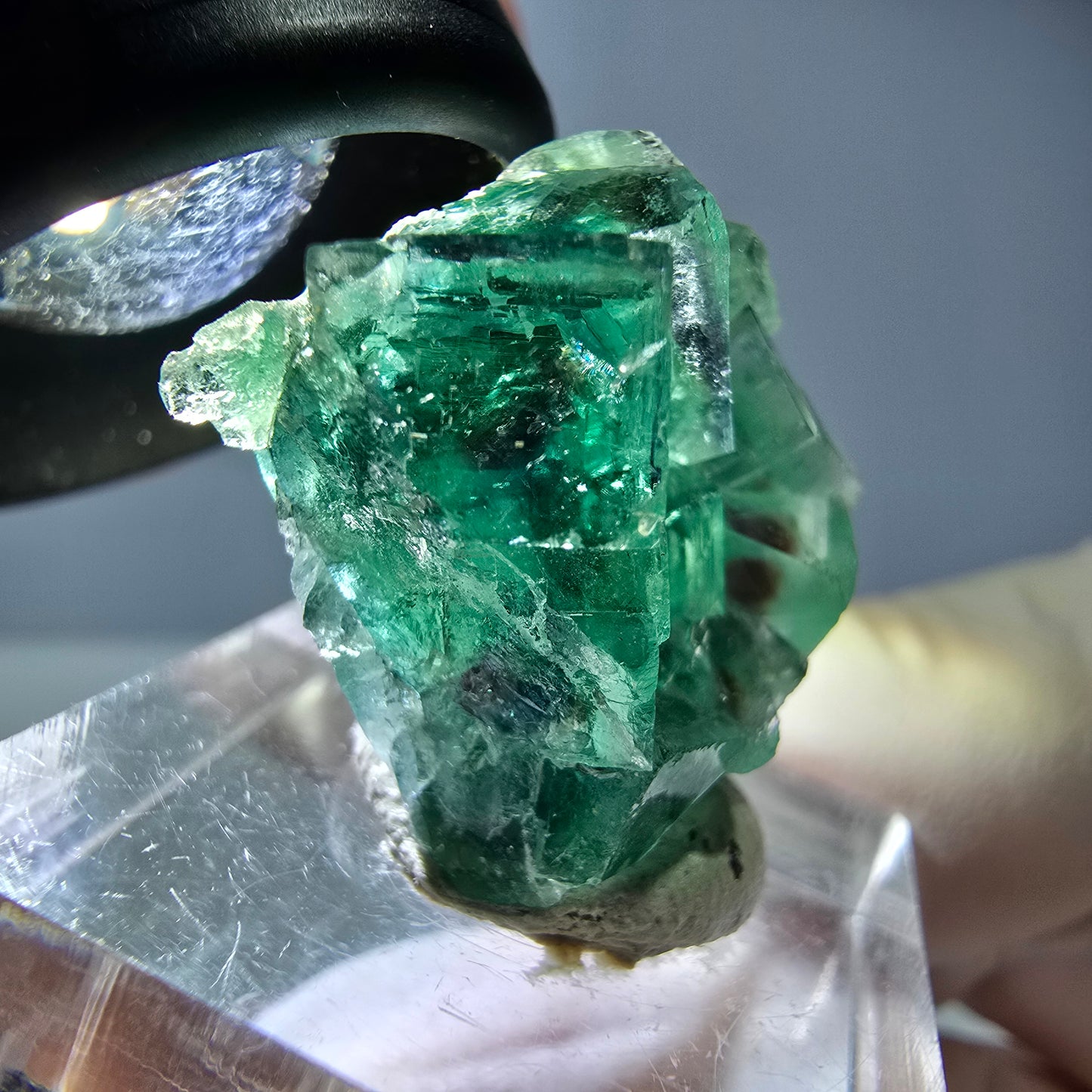 Seltene Phantom Fluorit Würfel Stufe, grün lila Okorusu, Namibia 22*21*13mm