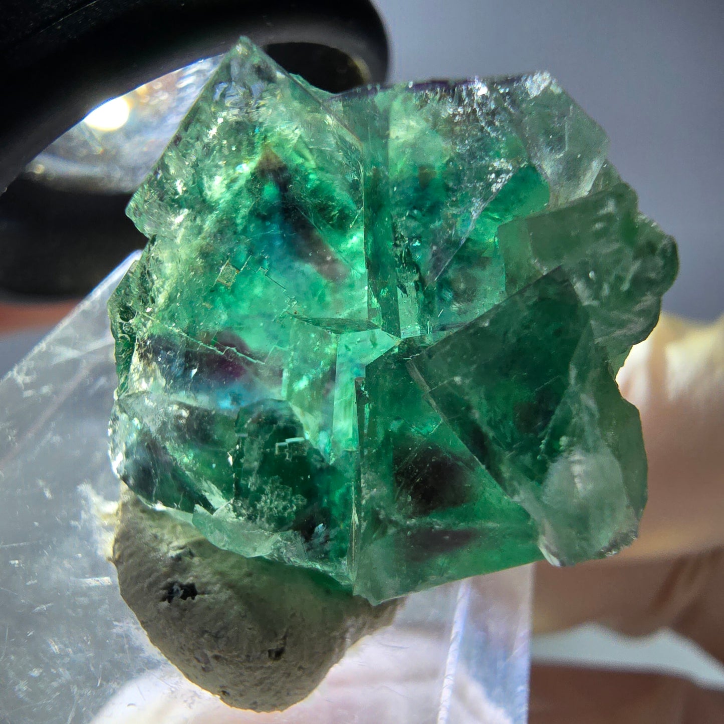 Seltene Phantom Fluorit Würfel Stufe, grün lila Okorusu, Namibia 22*21*13mm
