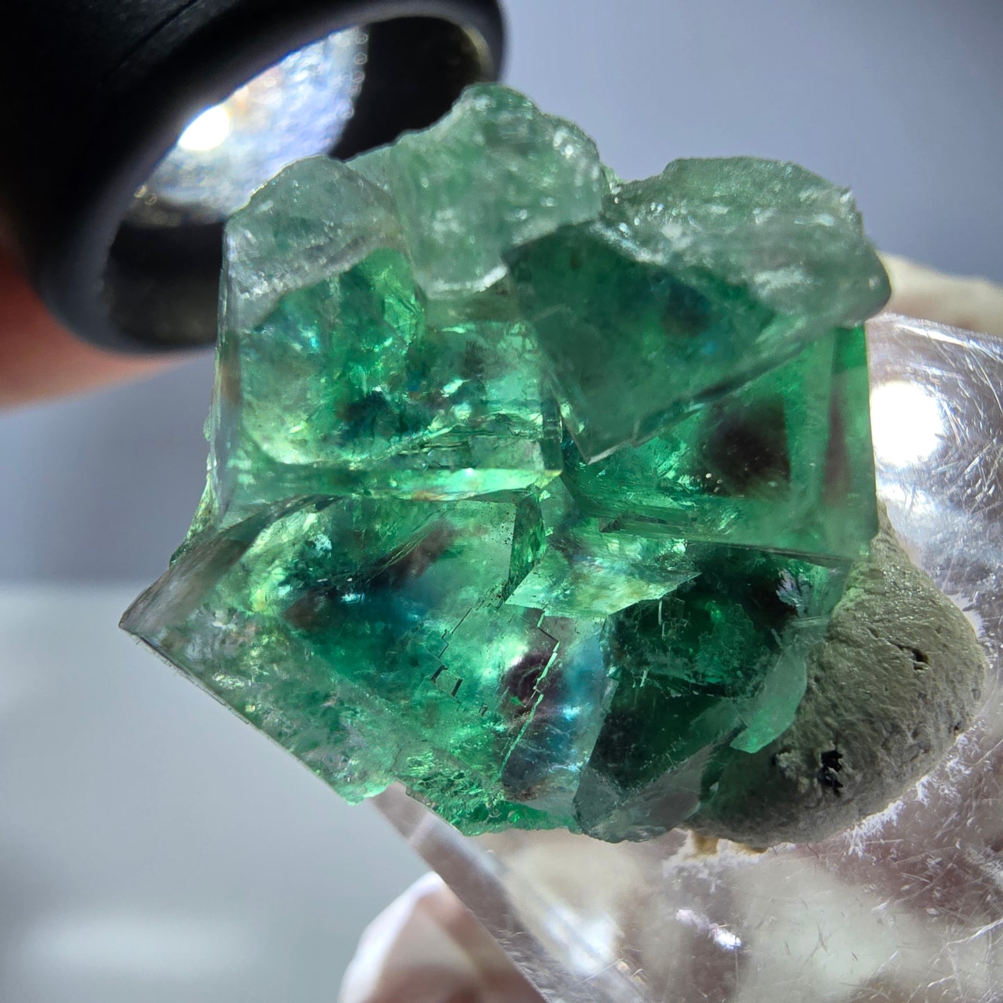 Seltene Phantom Fluorit Würfel Stufe, grün lila Okorusu, Namibia 22*21*13mm