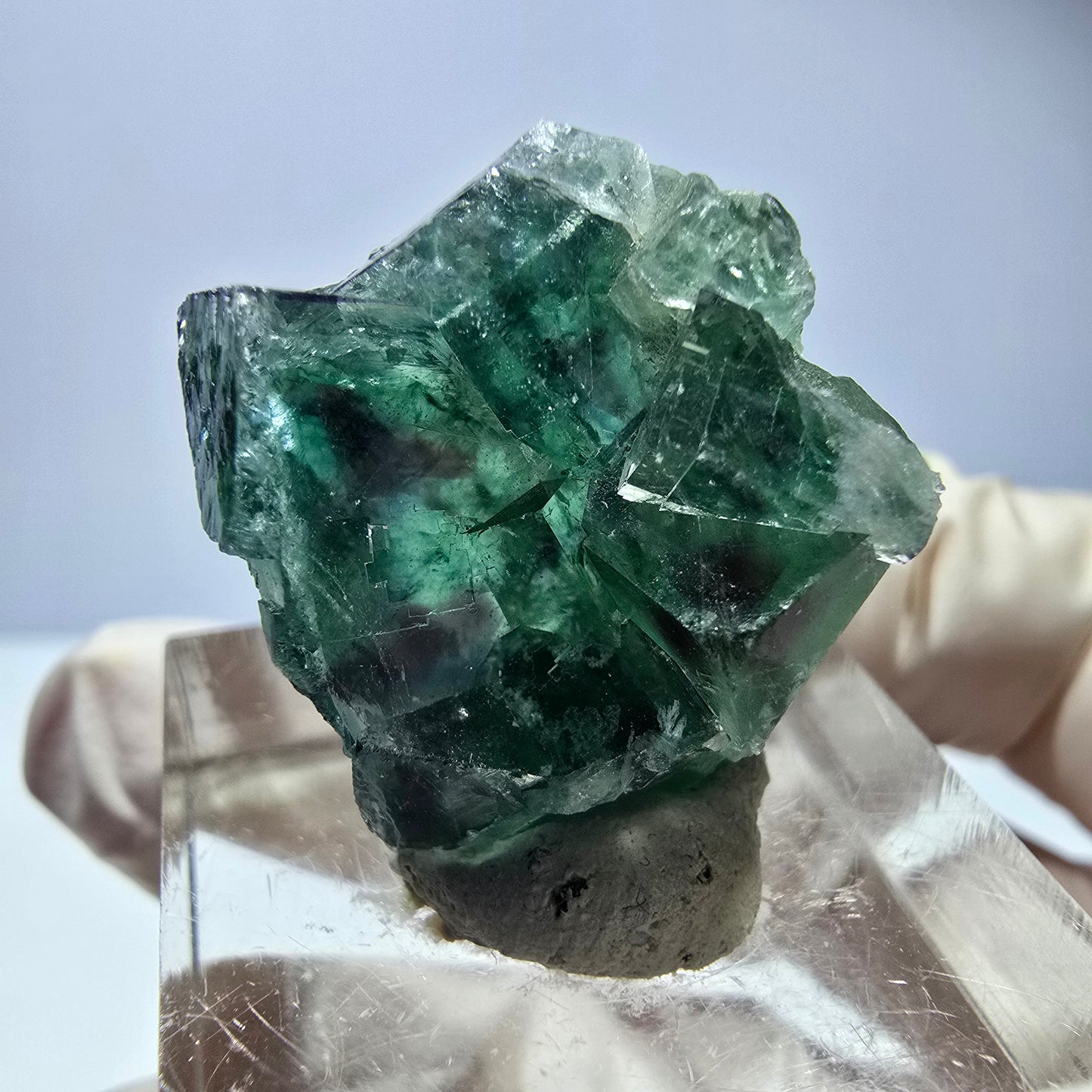 Seltene Phantom Fluorit Würfel Stufe, grün lila Okorusu, Namibia 22*21*13mm