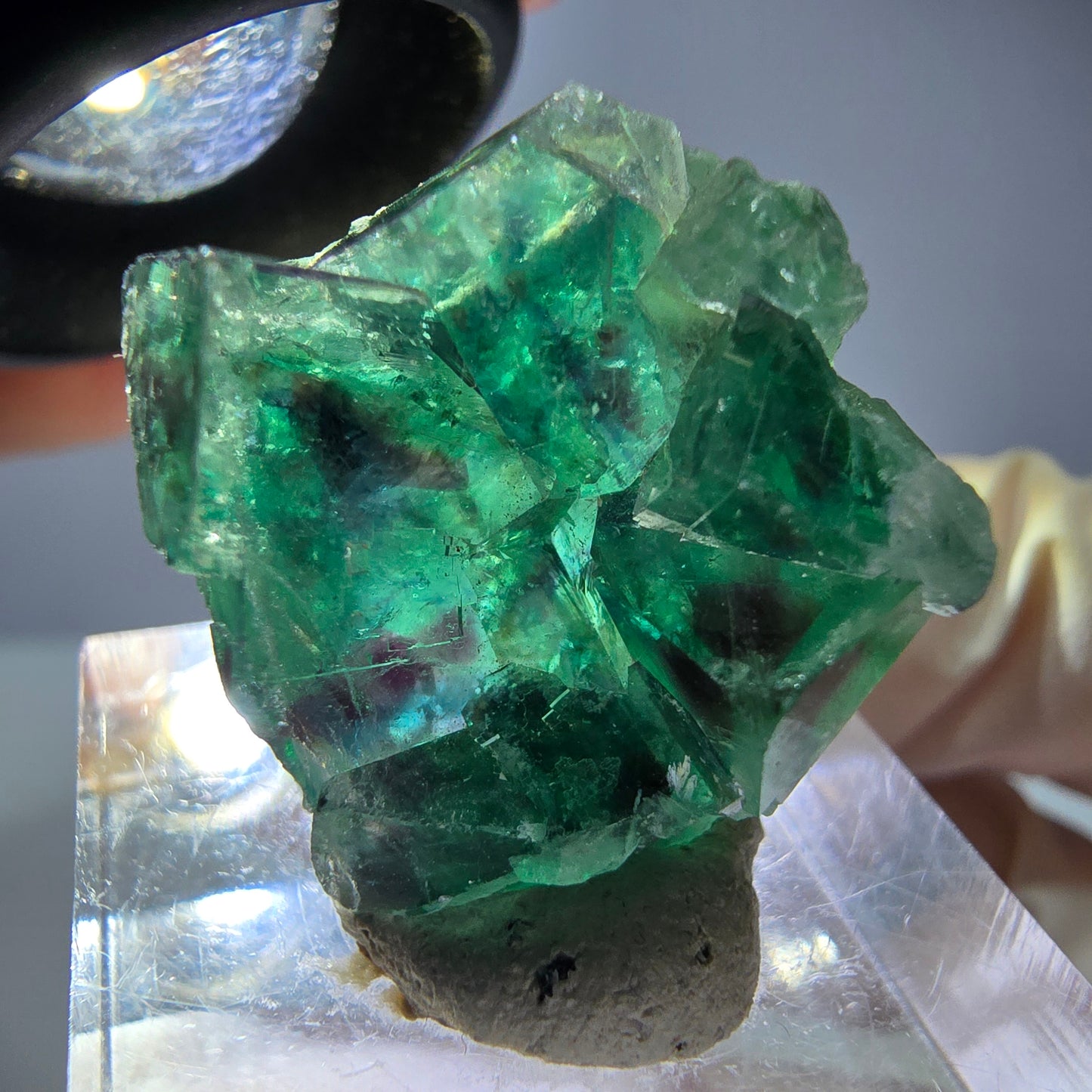 Seltene Phantom Fluorit Würfel Stufe, grün lila Okorusu, Namibia 22*21*13mm