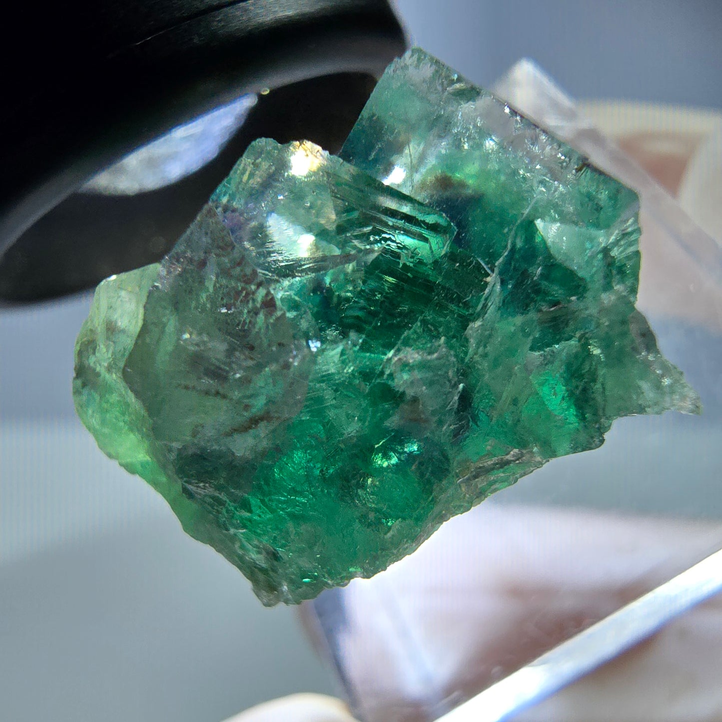 Seltene Phantom Fluorit Würfel Stufe, grün lila Okorusu, Namibia 22*21*13mm