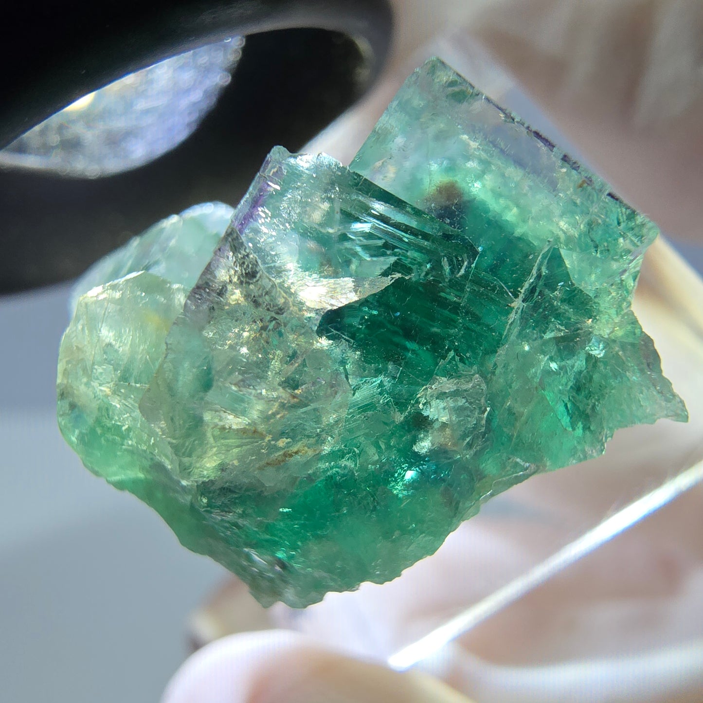 Seltene Phantom Fluorit Würfel Stufe, grün lila Okorusu, Namibia 22*21*13mm