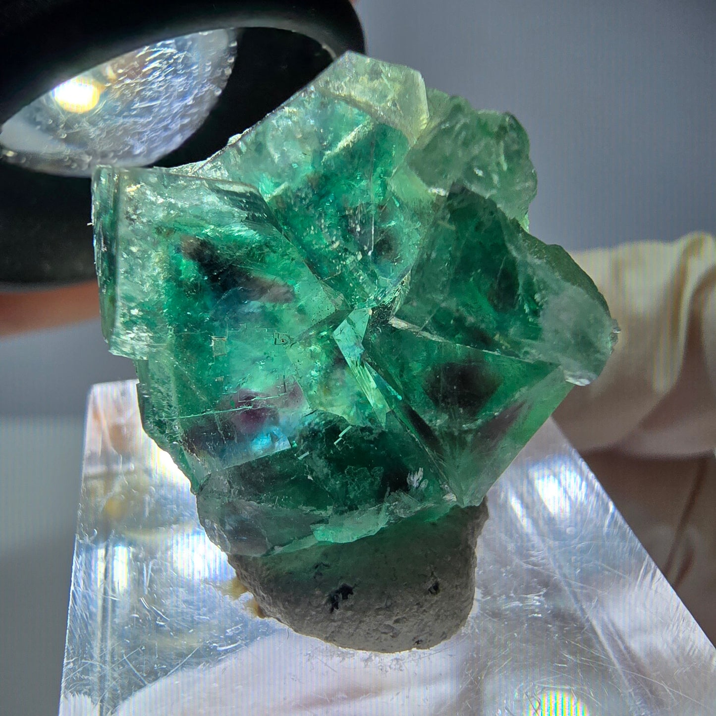 Seltene Phantom Fluorit Würfel Stufe, grün lila Okorusu, Namibia 22*21*13mm