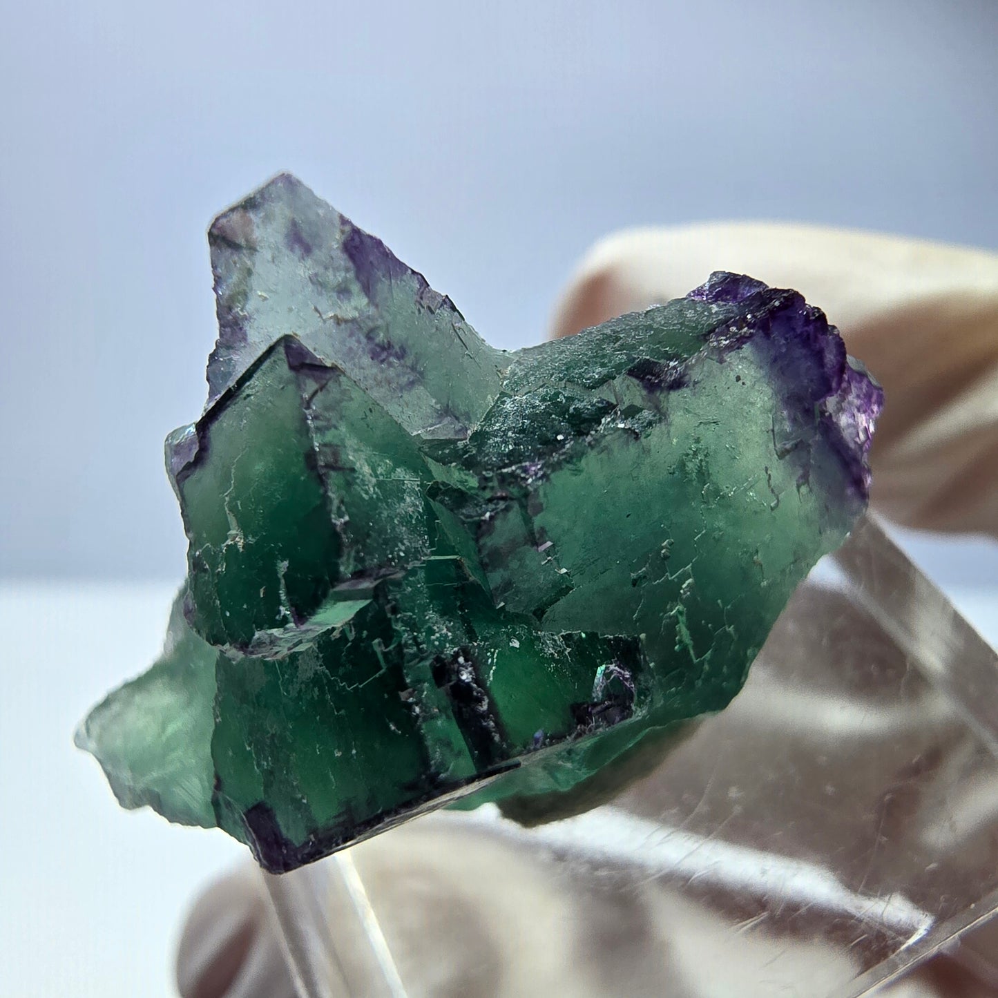 Seltene Phantom Fluorit Würfel Stufe, grün lila Okorusu, Namibia 30*24*15mm