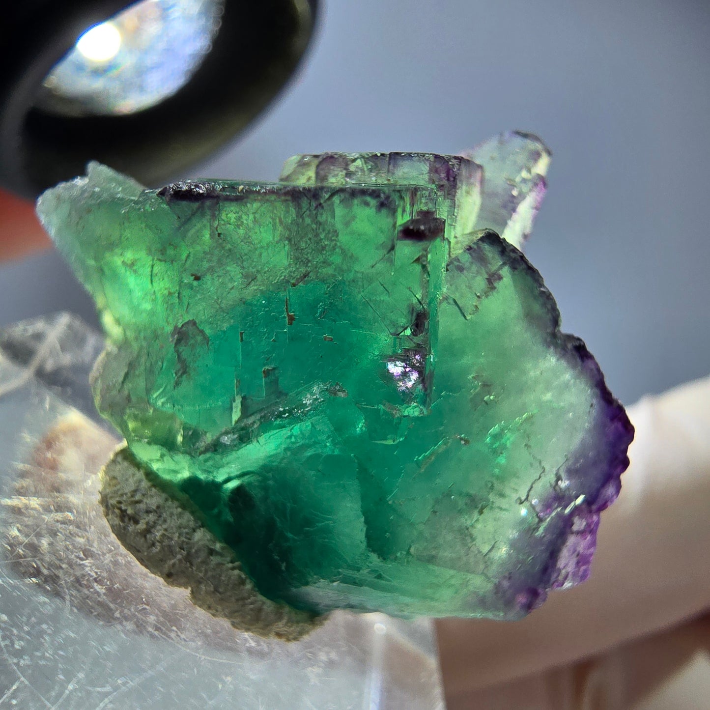 Seltene Phantom Fluorit Würfel Stufe, grün lila Okorusu, Namibia 30*24*15mm