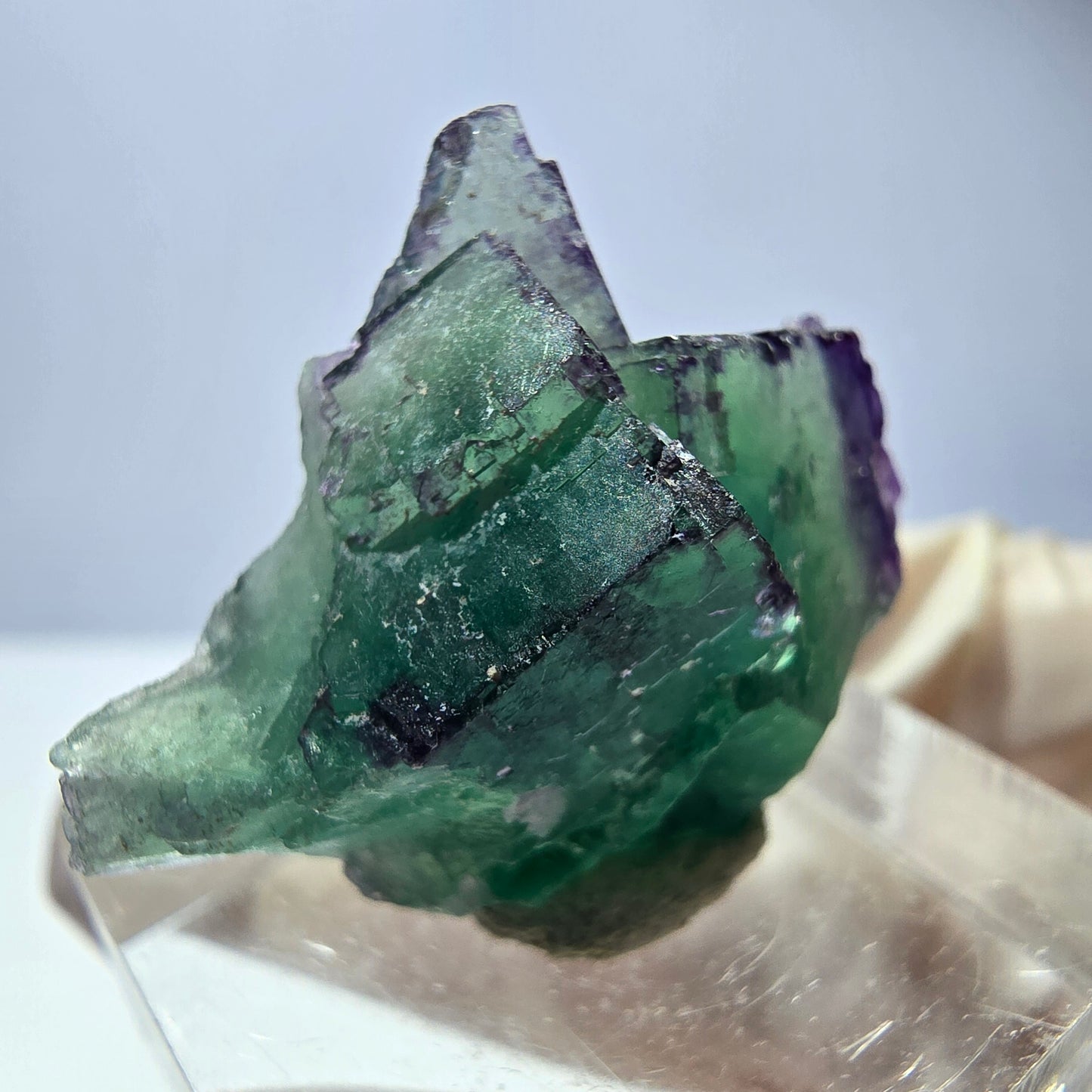 Seltene Phantom Fluorit Würfel Stufe, grün lila Okorusu, Namibia 30*24*15mm