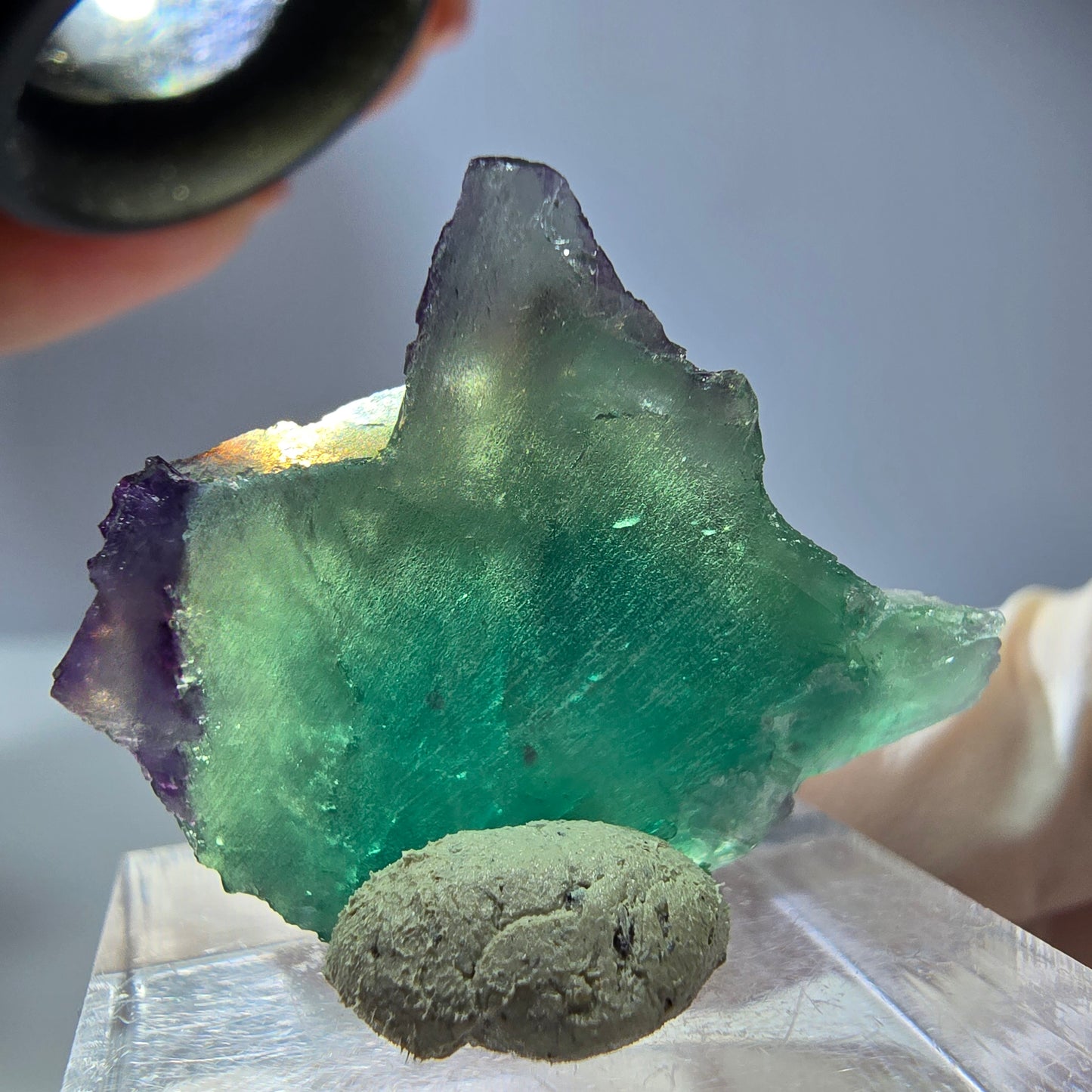 Seltene Phantom Fluorit Würfel Stufe, grün lila Okorusu, Namibia 30*24*15mm