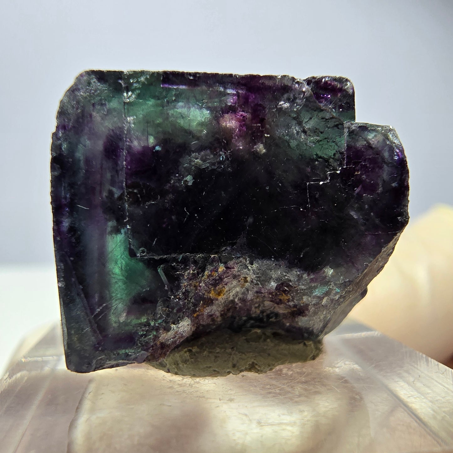 Seltene Phantom Fluorit Würfel Stufe, grün lila Okorusu, Namibia 21*18*14mm