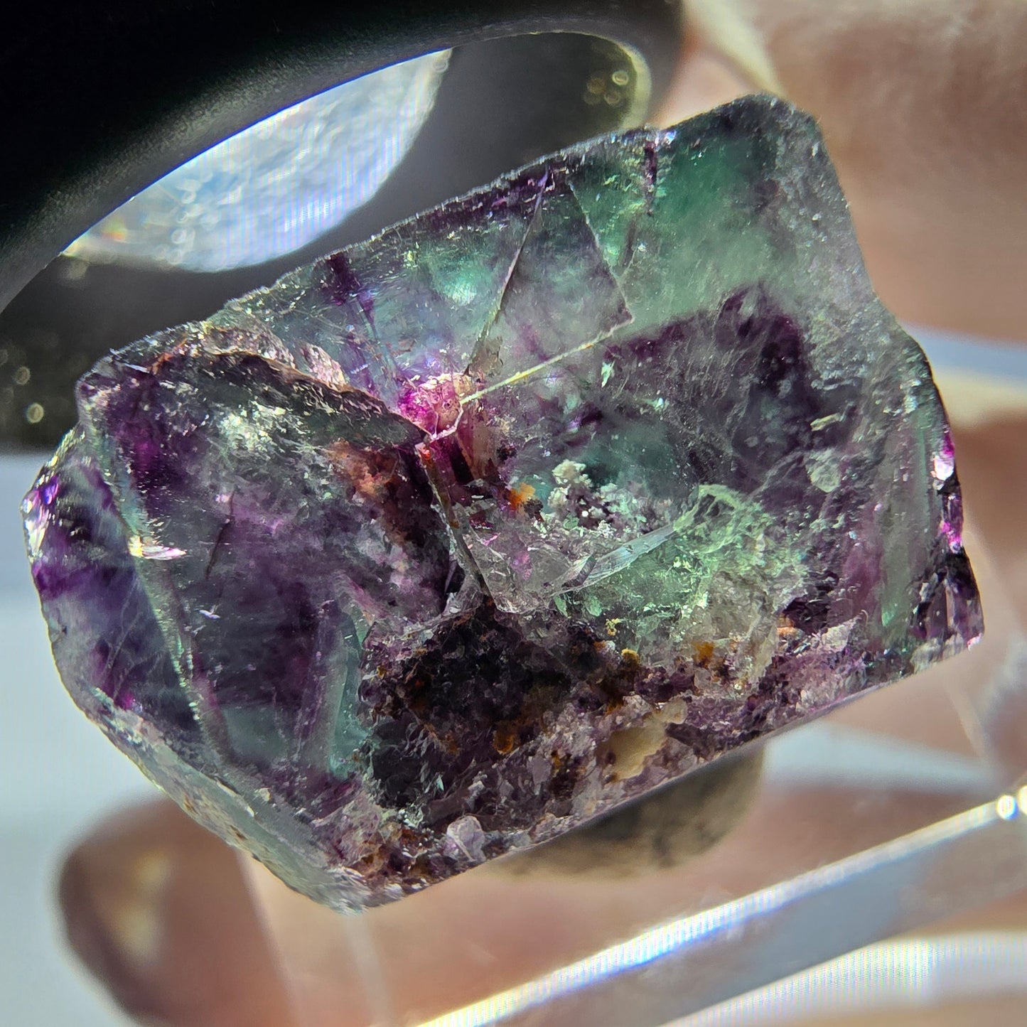 Seltene Phantom Fluorit Würfel Stufe, grün lila Okorusu, Namibia 21*18*14mm