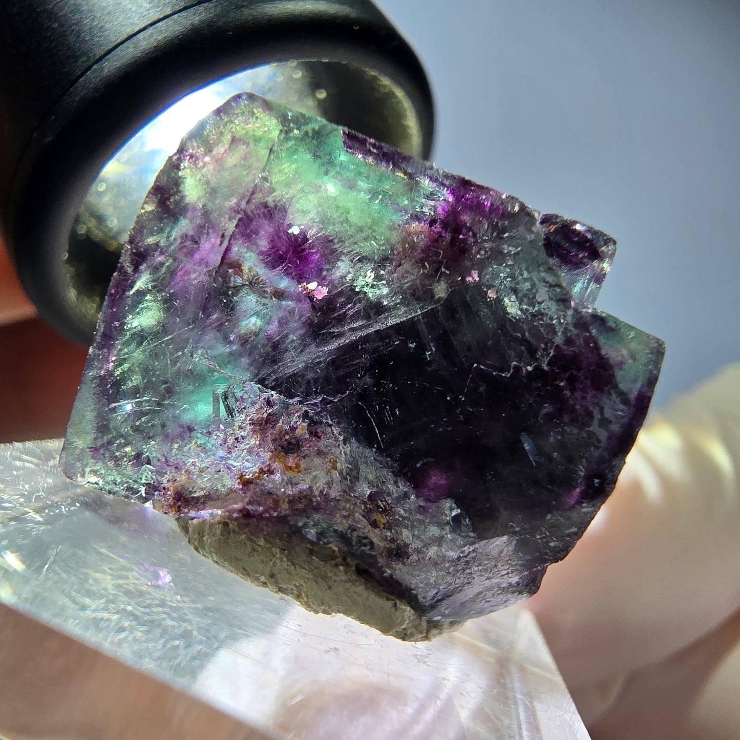 Seltene Phantom Fluorit Würfel Stufe, grün lila Okorusu, Namibia 21*18*14mm