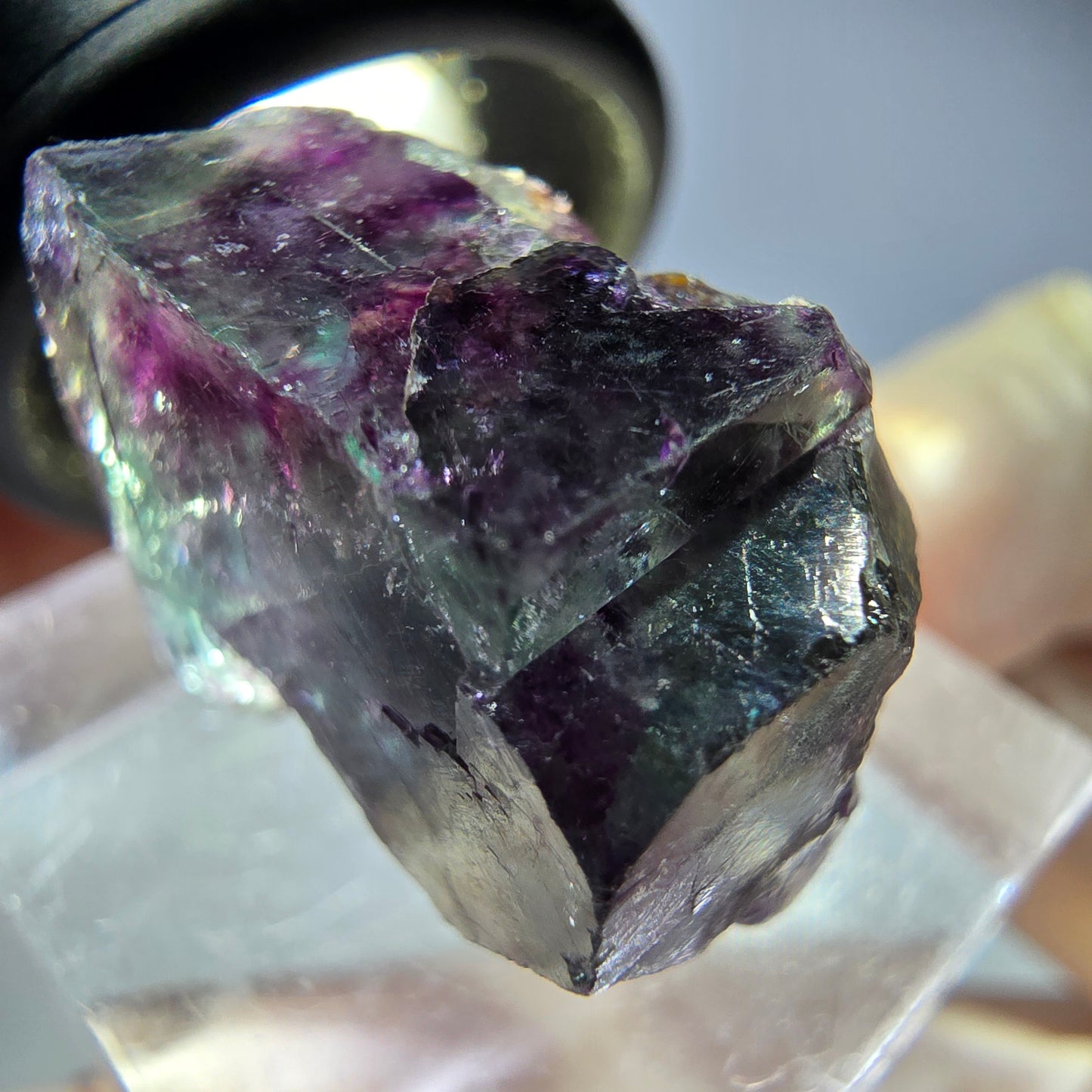 Seltene Phantom Fluorit Würfel Stufe, grün lila Okorusu, Namibia 21*18*14mm
