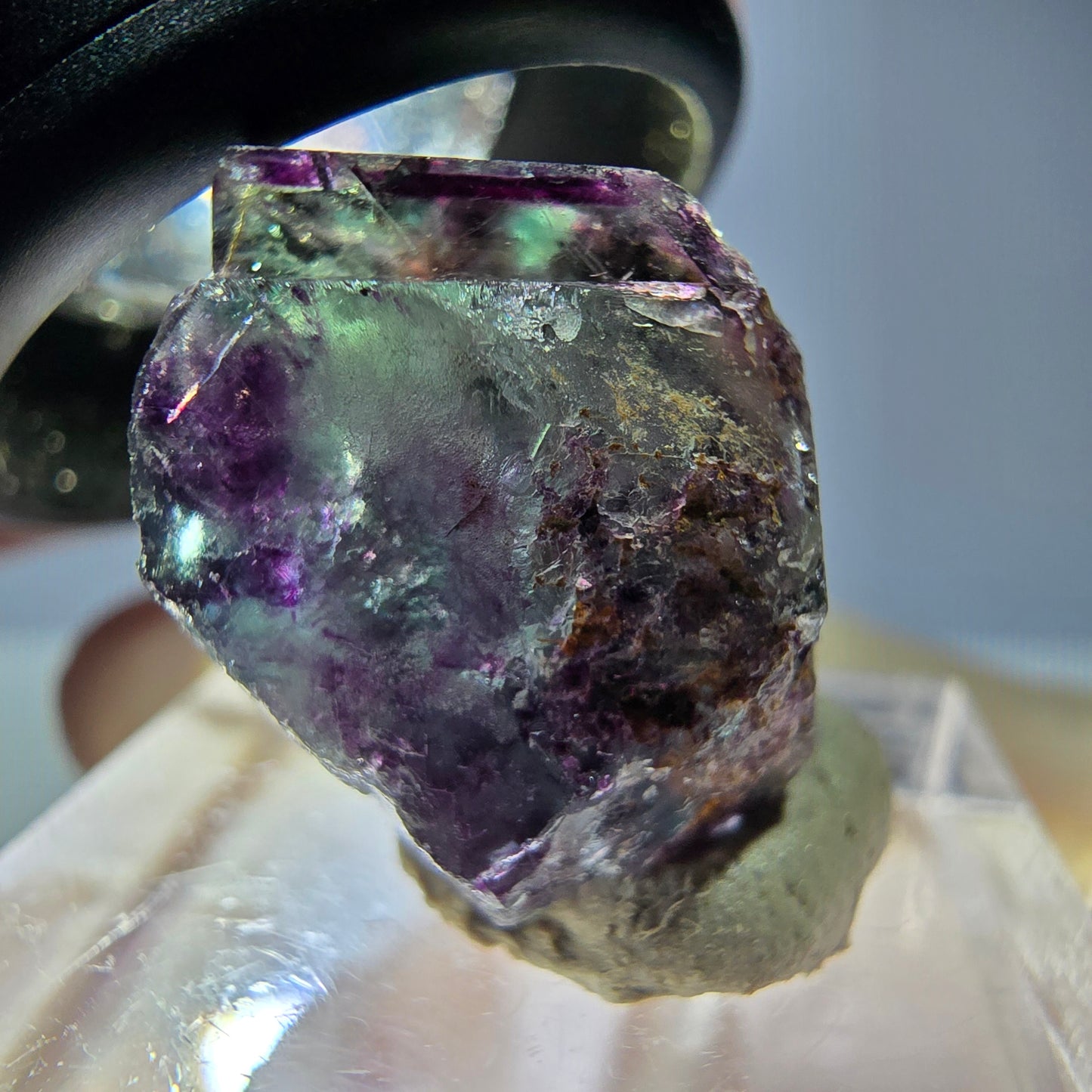 Seltene Phantom Fluorit Würfel Stufe, grün lila Okorusu, Namibia 21*18*14mm
