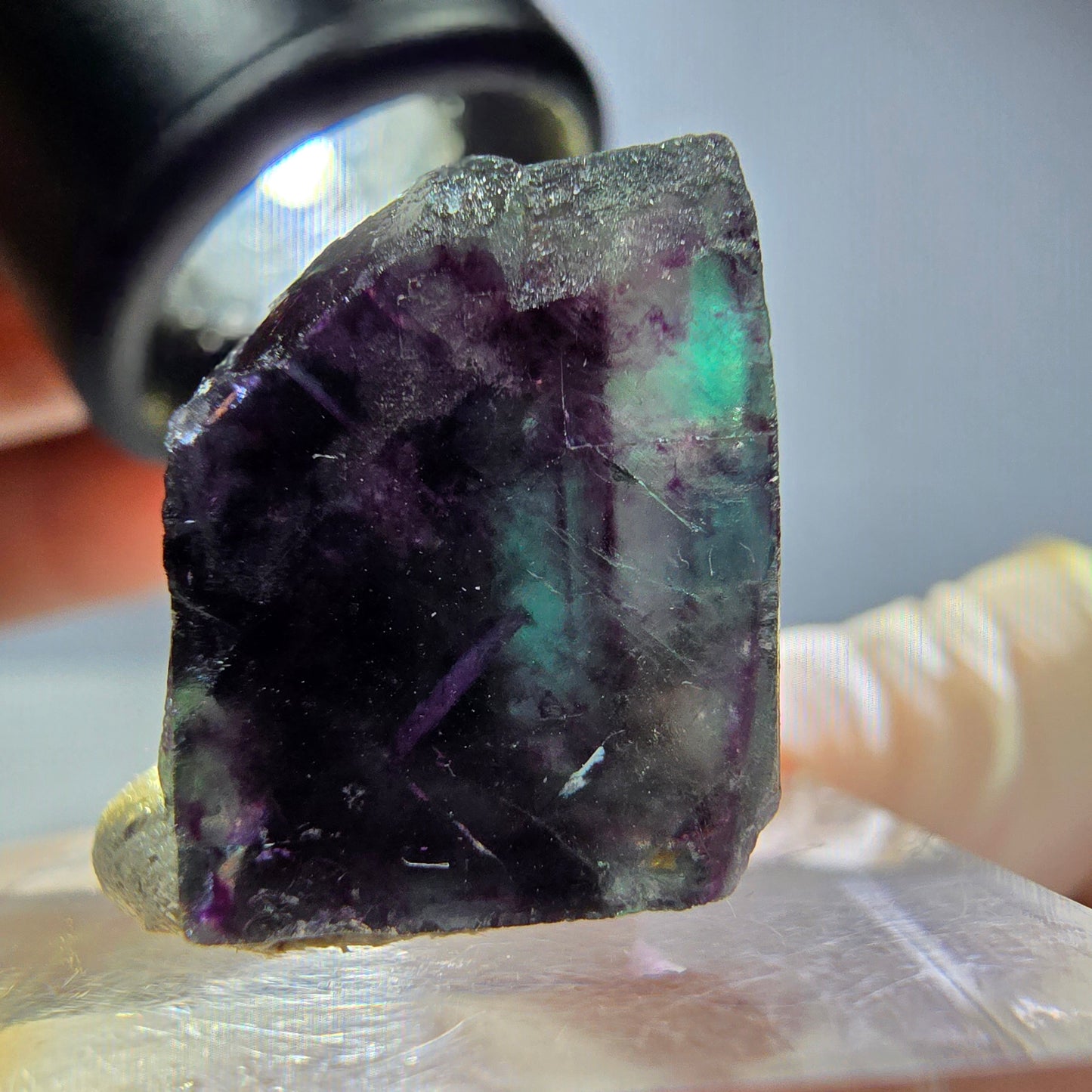 Seltene Phantom Fluorit Würfel Stufe, grün lila Okorusu, Namibia 21*18*14mm