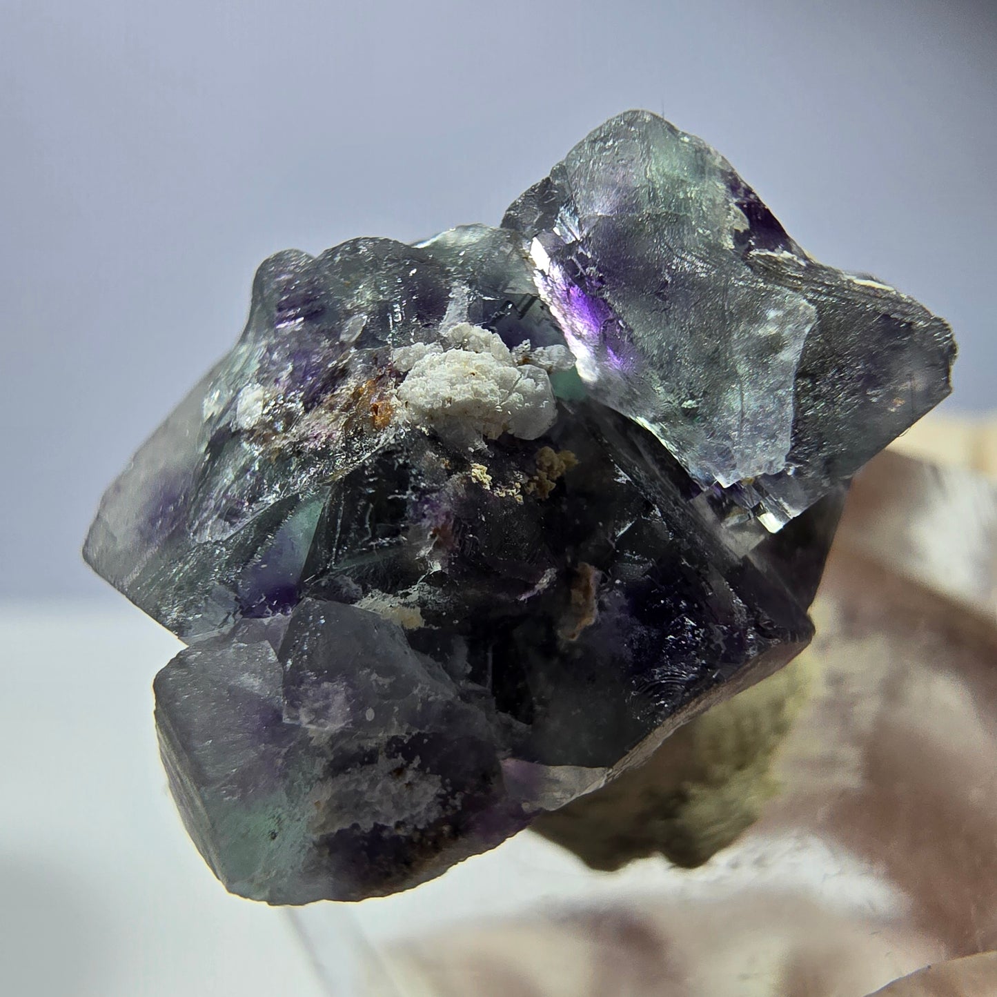 Seltene Phantom Fluorit Würfel Stufe, grün lila Okorusu, Namibia 25*21*15mm