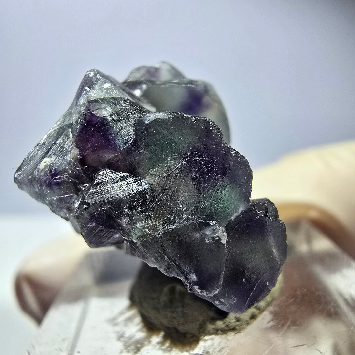 Seltene Phantom Fluorit Würfel Stufe, grün lila Okorusu, Namibia 25*21*15mm