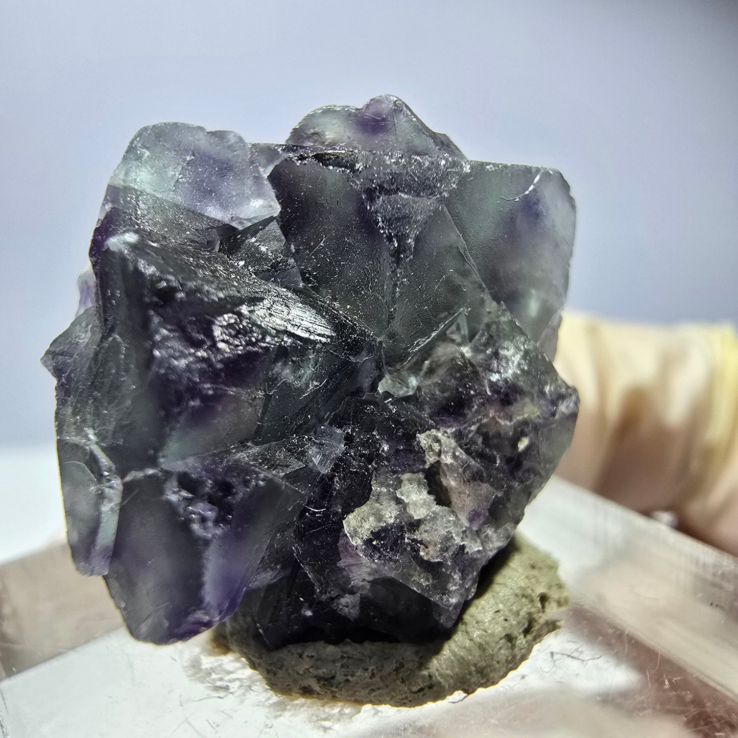 Seltene Phantom Fluorit Würfel Stufe, grün lila Okorusu, Namibia 25*21*15mm