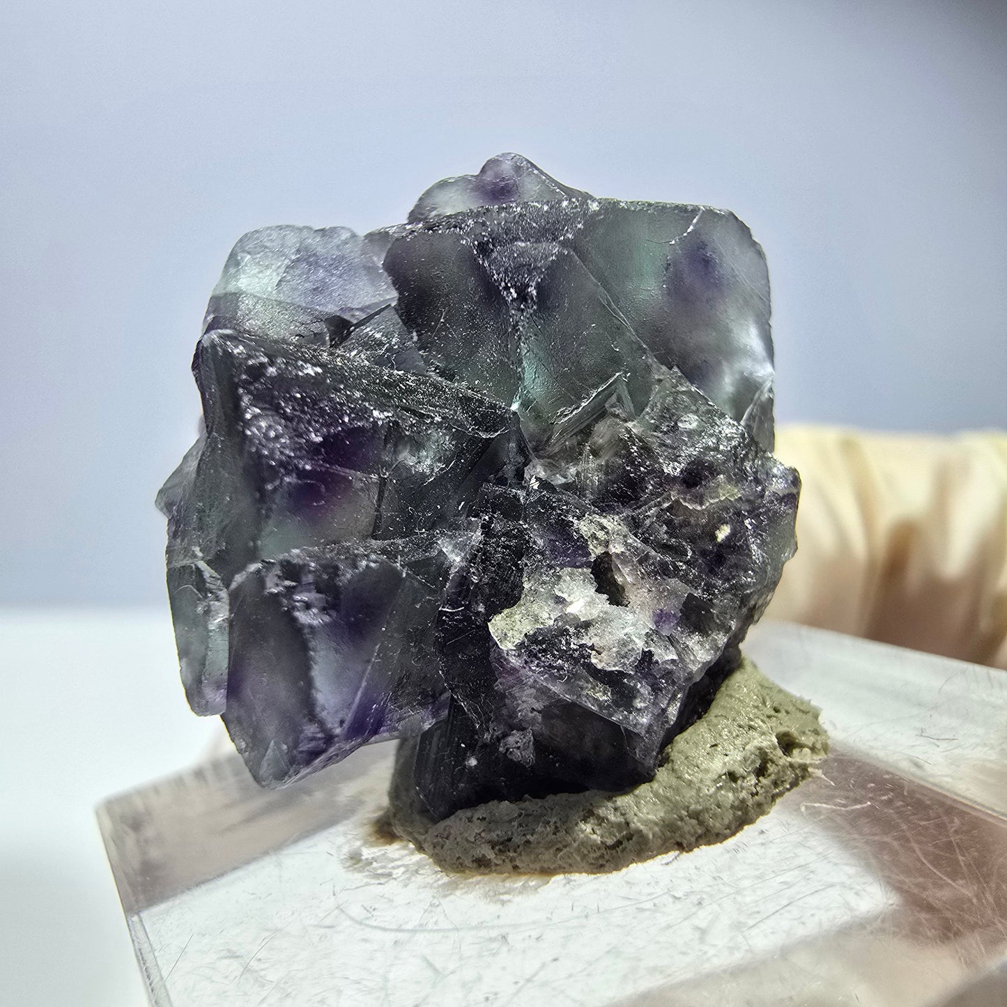 Seltene Phantom Fluorit Würfel Stufe, grün lila Okorusu, Namibia 25*21*15mm