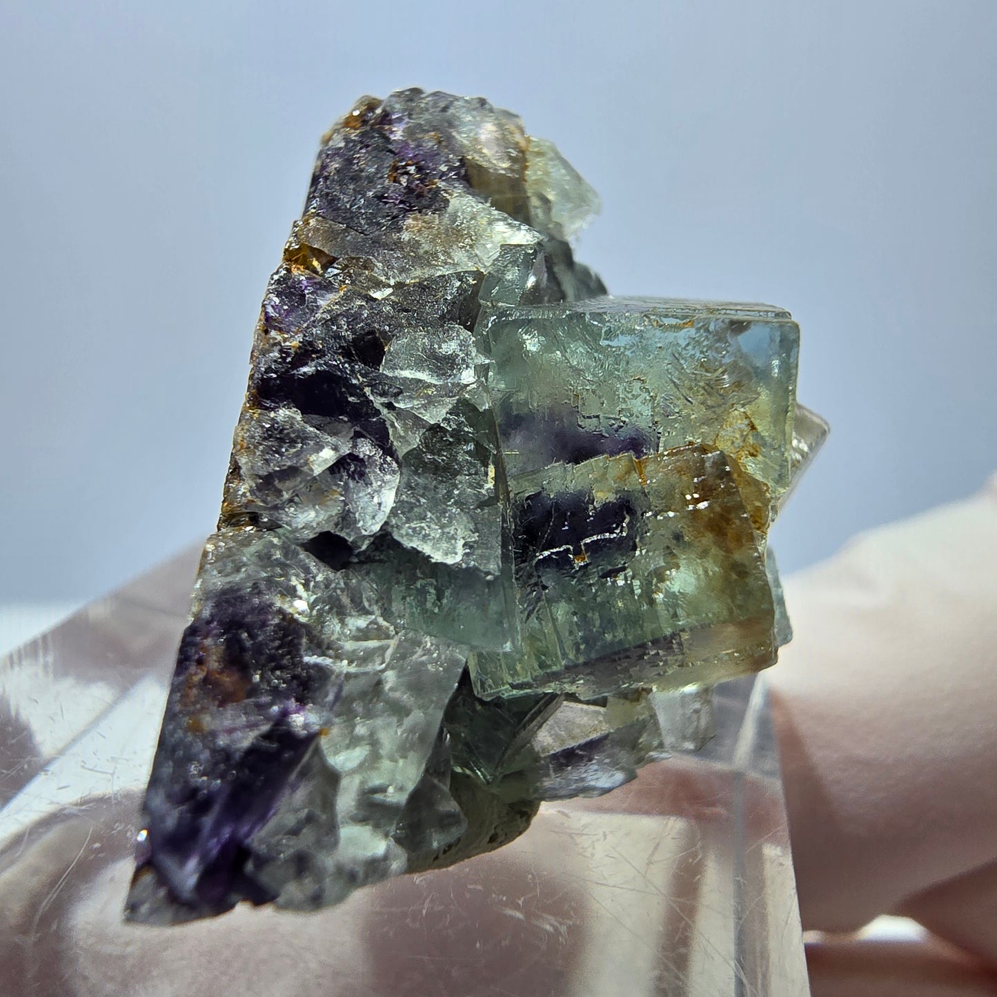 Seltene Phantom Fluorit Würfel Stufe, grün lila Okorusu, Namibia 30*21*20mm