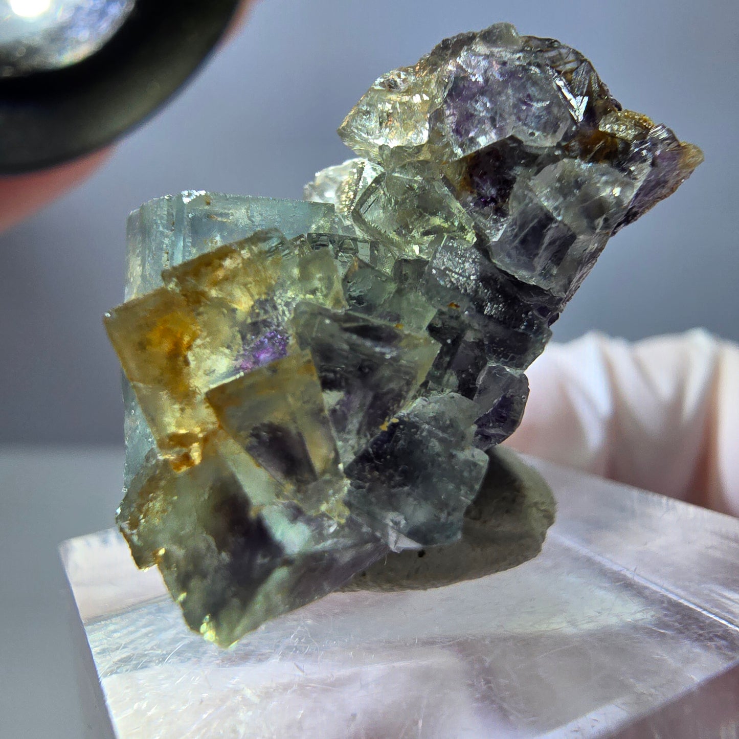 Seltene Phantom Fluorit Würfel Stufe, grün lila Okorusu, Namibia 30*21*20mm