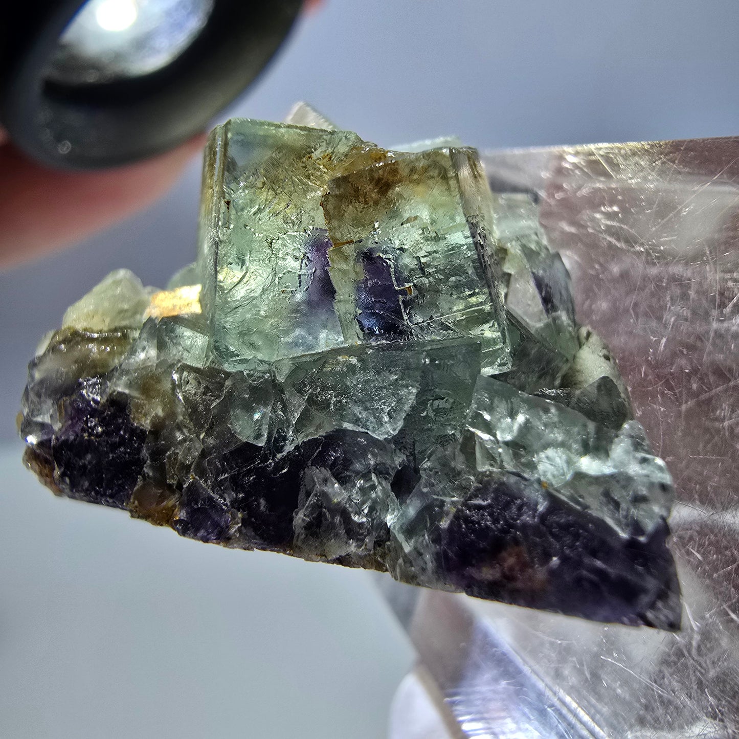 Seltene Phantom Fluorit Würfel Stufe, grün lila Okorusu, Namibia 30*21*20mm