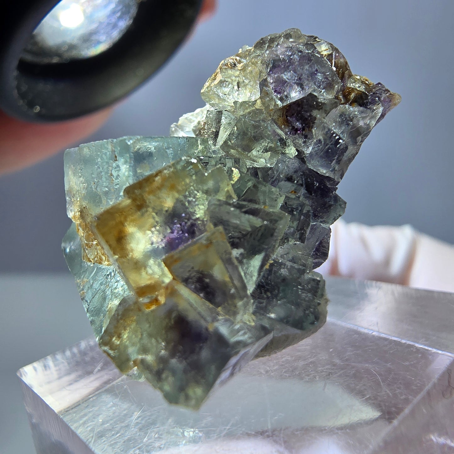 Seltene Phantom Fluorit Würfel Stufe, grün lila Okorusu, Namibia 30*21*20mm