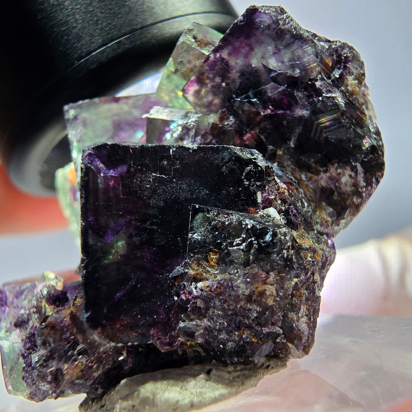 Seltene Phantom Fluorit Würfel Stufe, grün lila Okorusu, Namibia 35*28*17mm
