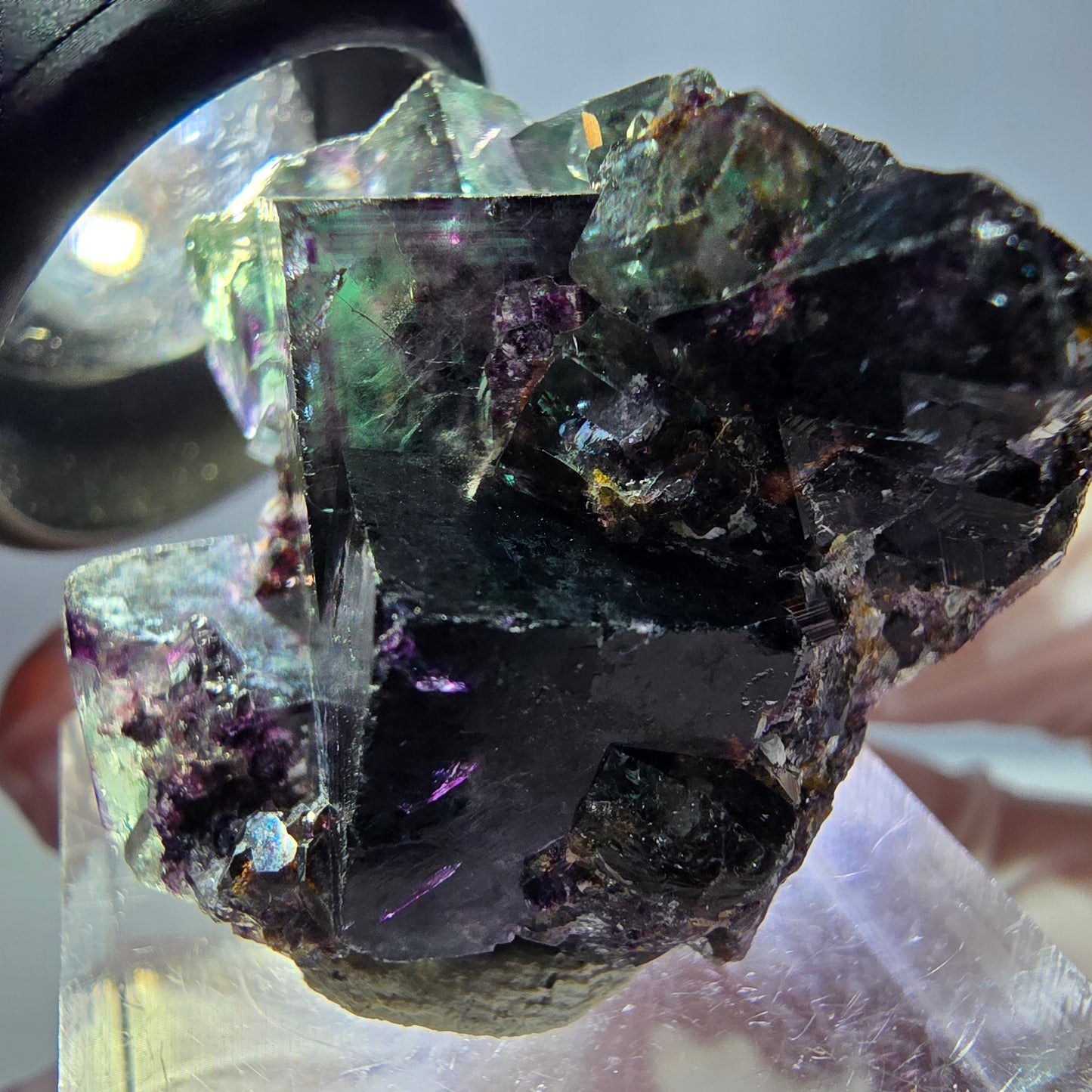 Seltene Phantom Fluorit Würfel Stufe, grün lila Okorusu, Namibia 35*28*17mm