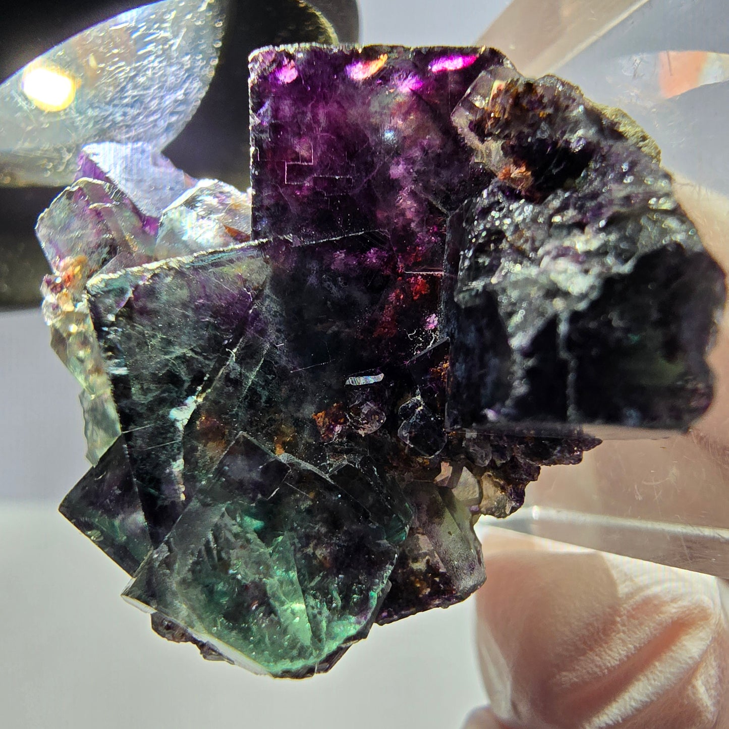 Seltene Phantom Fluorit Würfel Stufe, grün lila Okorusu, Namibia 35*28*17mm