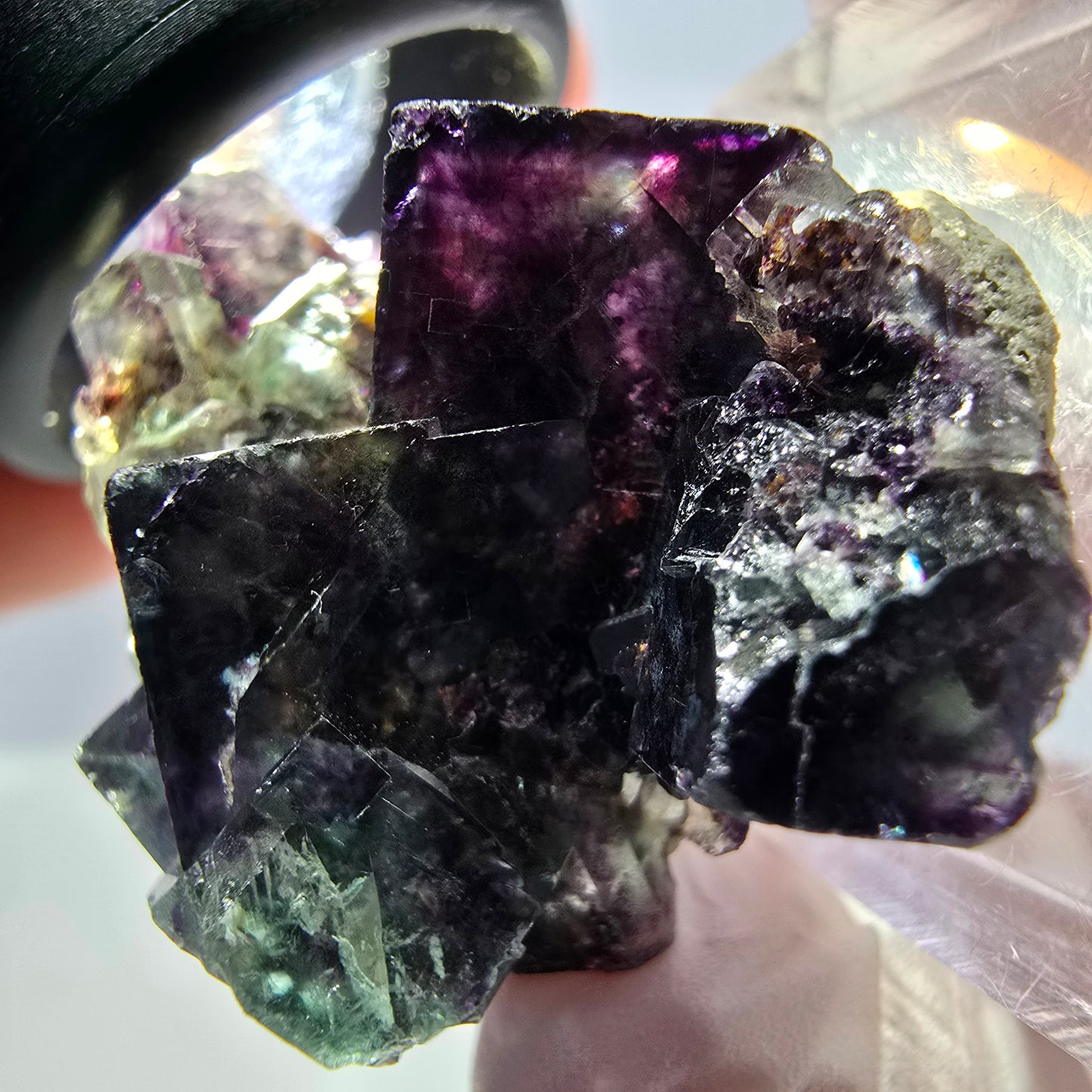 Seltene Phantom Fluorit Würfel Stufe, grün lila Okorusu, Namibia 35*28*17mm