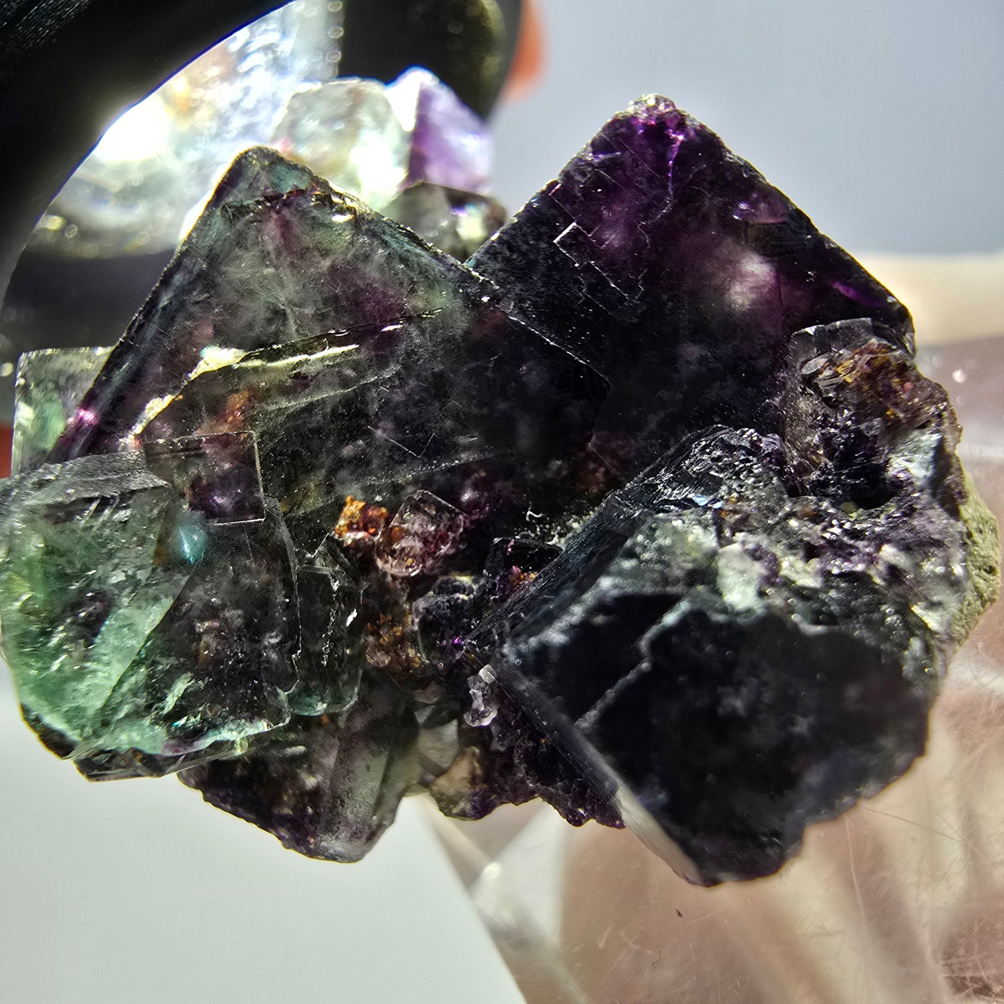 Seltene Phantom Fluorit Würfel Stufe, grün lila Okorusu, Namibia 35*28*17mm